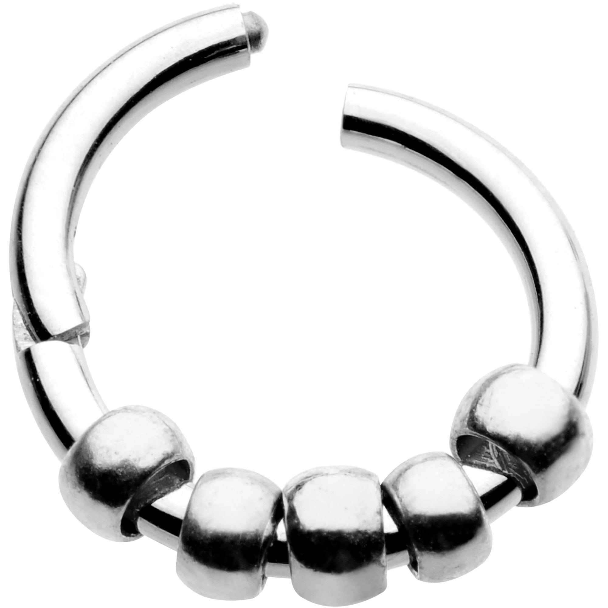 5/16 Silver Tone Classic Bead Hinged Segment Ring Circular Barbell