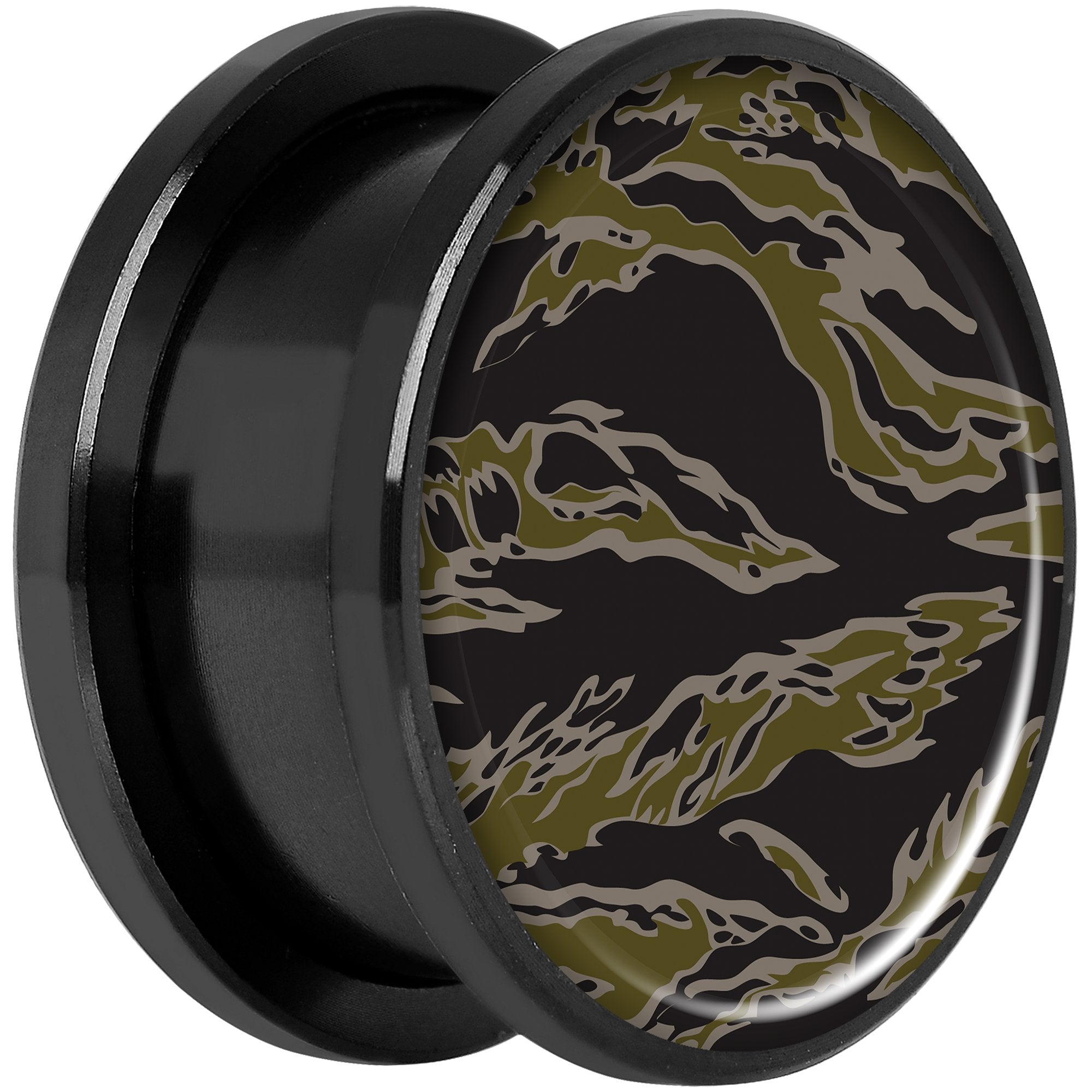 Tiger Camo Print Black Anodized Screw Fit Plug Set 18mm