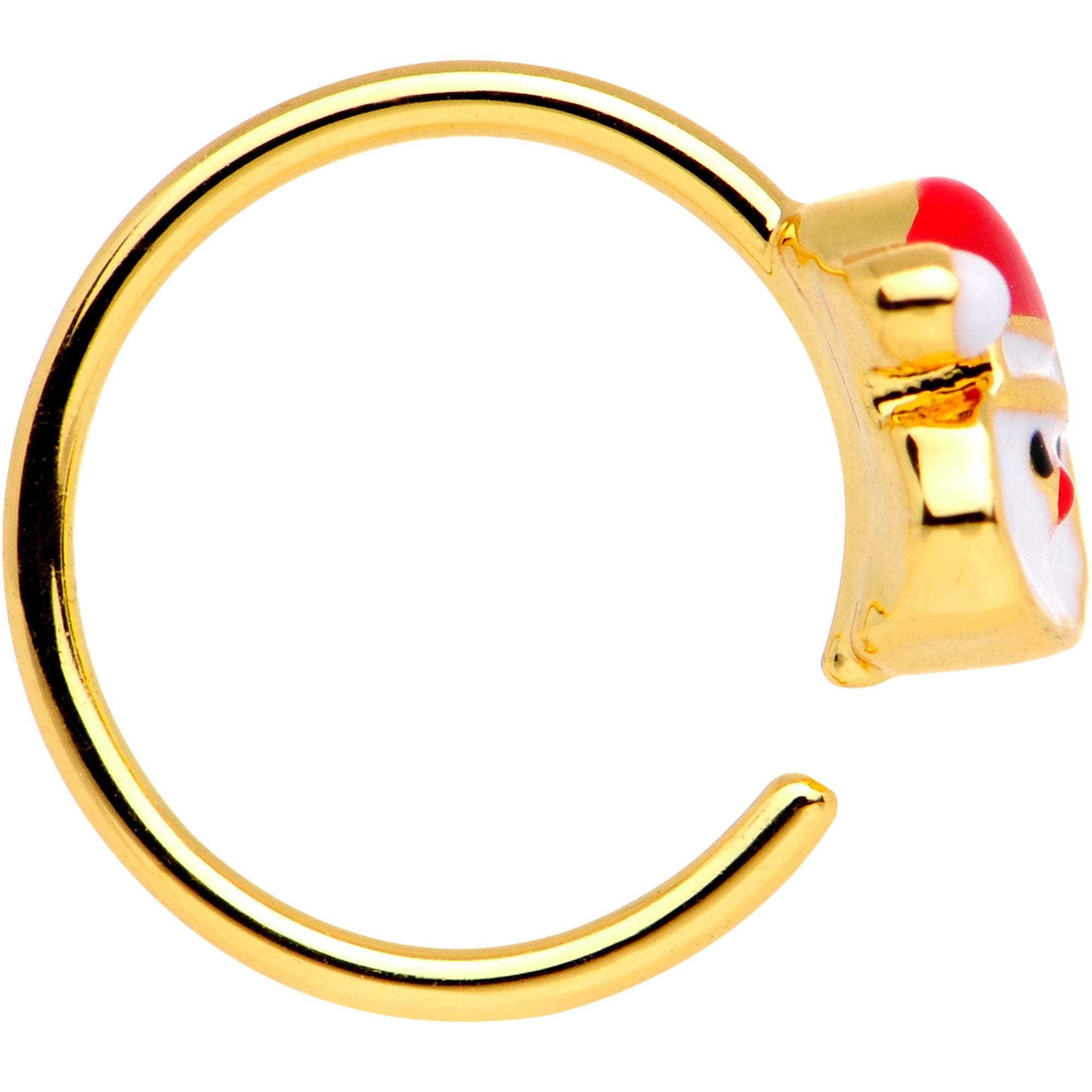 20 Gauge Gold Tone Plated Red White Santa Seamless Circular Ring