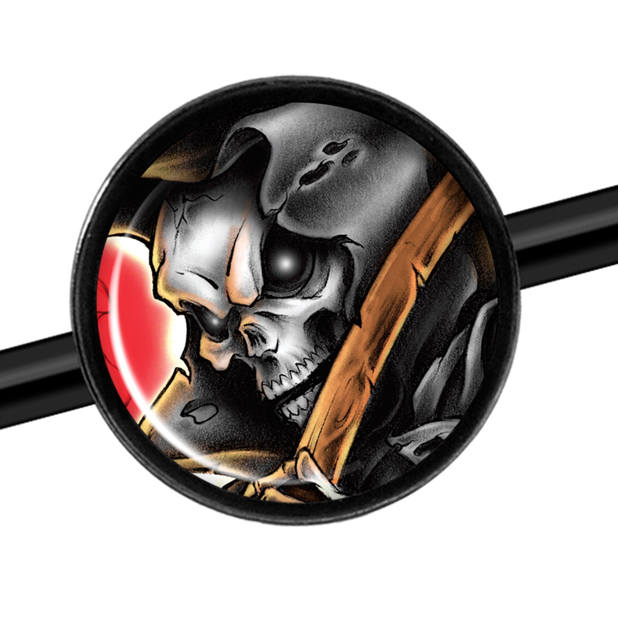 14 Gauge Wake the Dead Grim Reaper Halloween Black Industrial Barbell 37mm