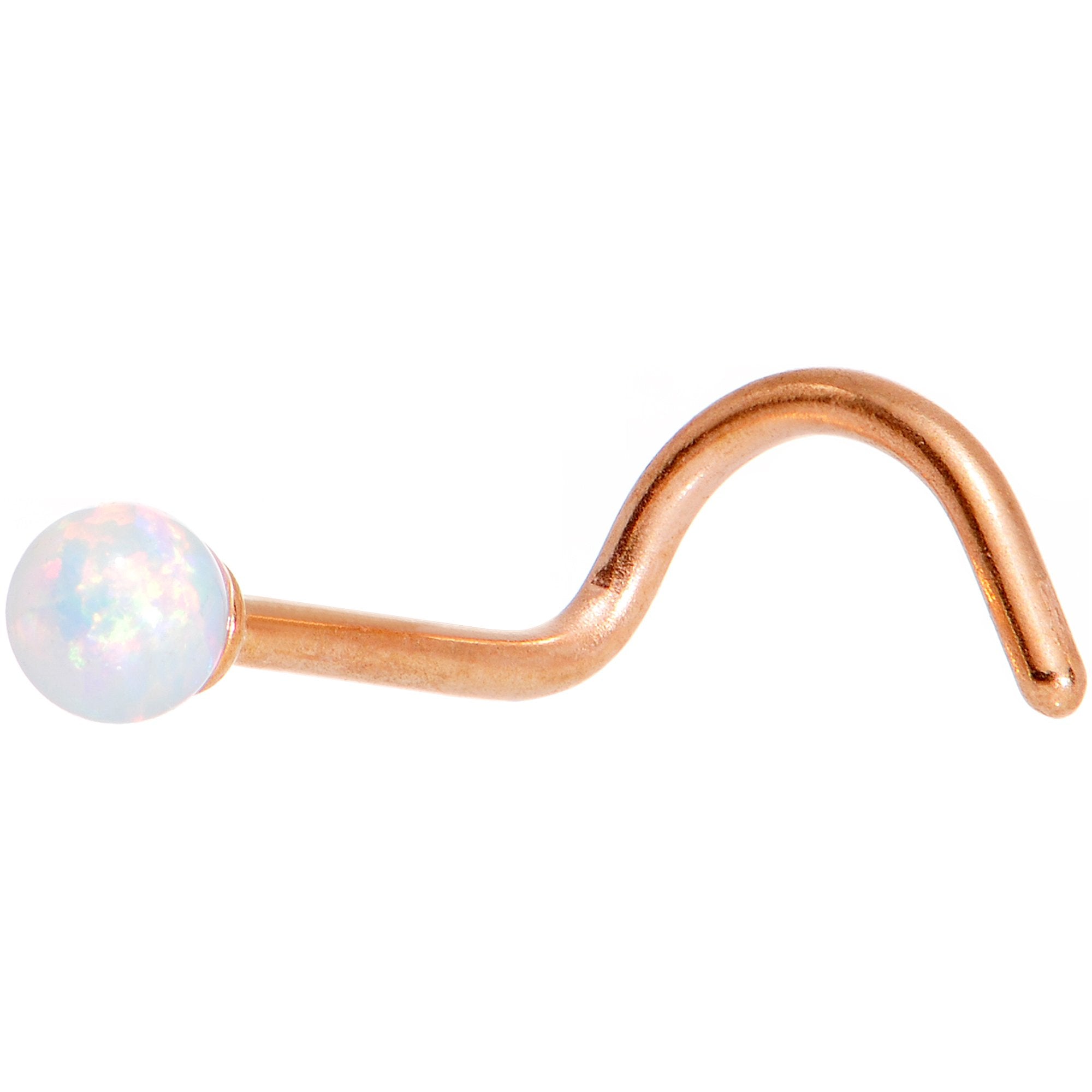 White 2.5mm Synthetic Opal Ball Rose Gold Tone Left Nose Screw