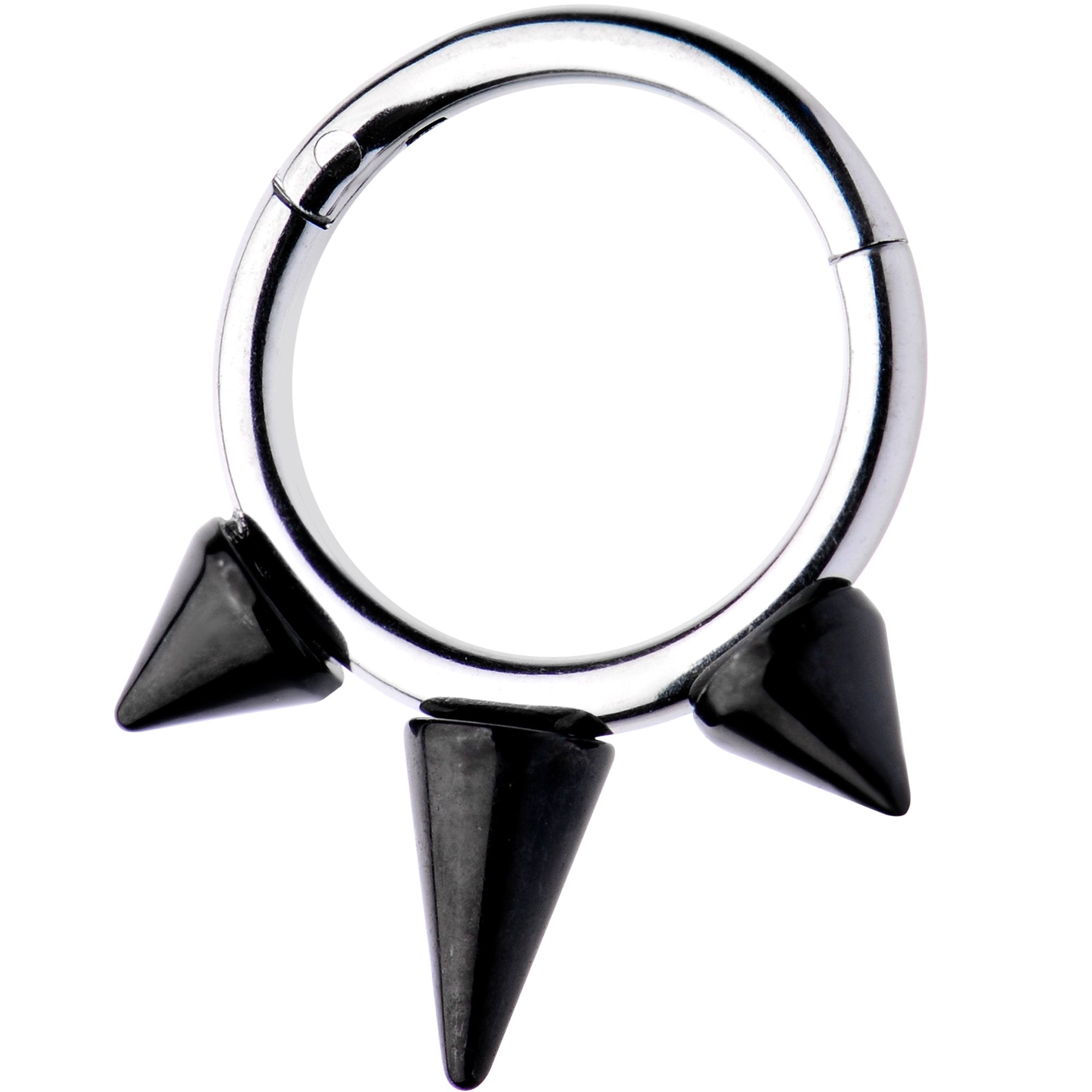 16 Gauge 5/16 Black Spike Punk Hinged Segment Ring