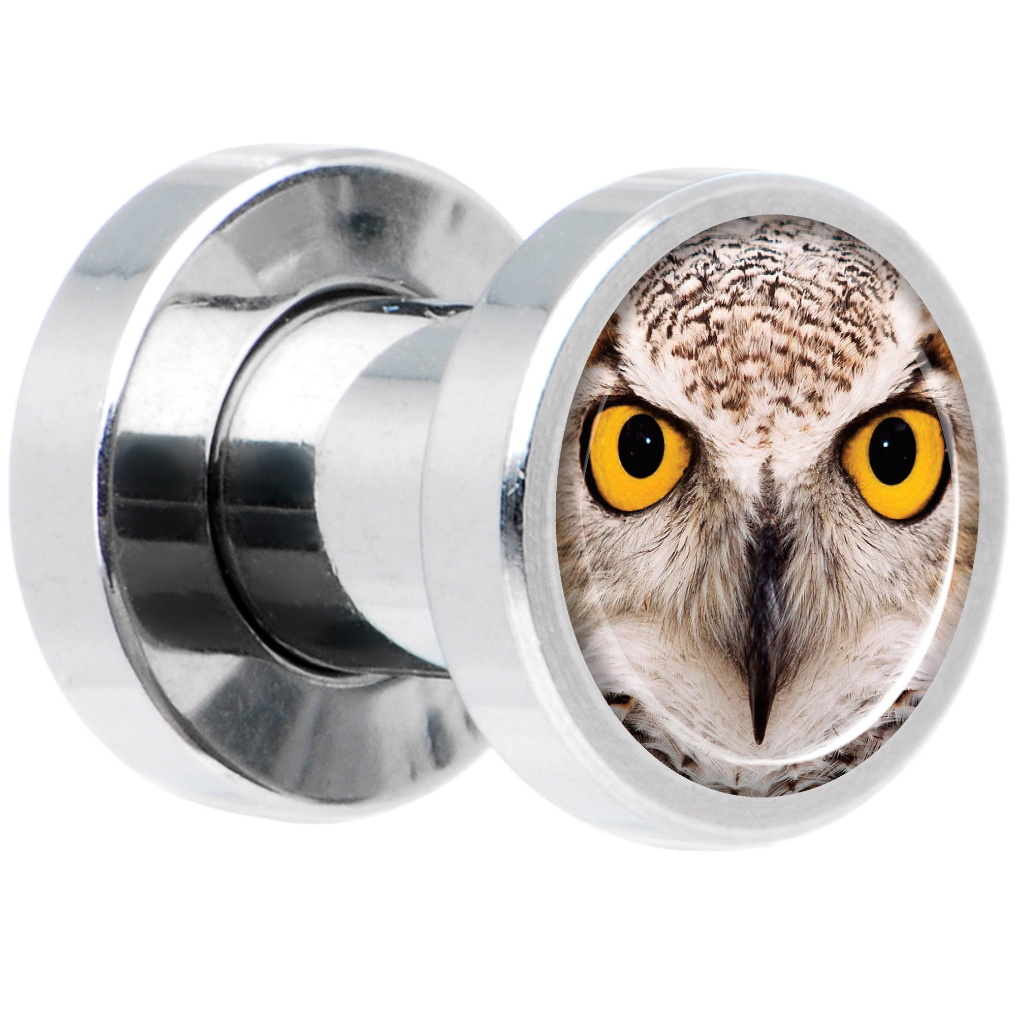 Full Color Owl Steel Screw Fit Plug Set 4 Gauge