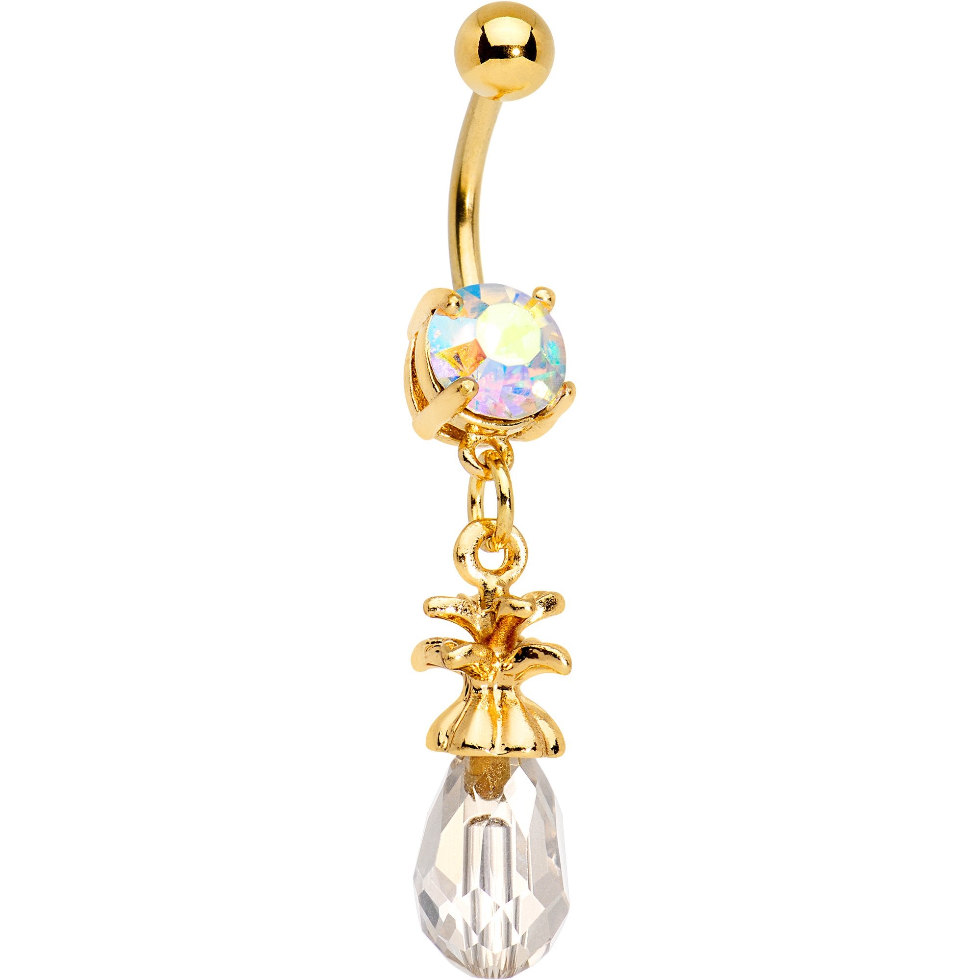 Aurora Gem Fancy Fruity Pineapple Dangle Belly Ring