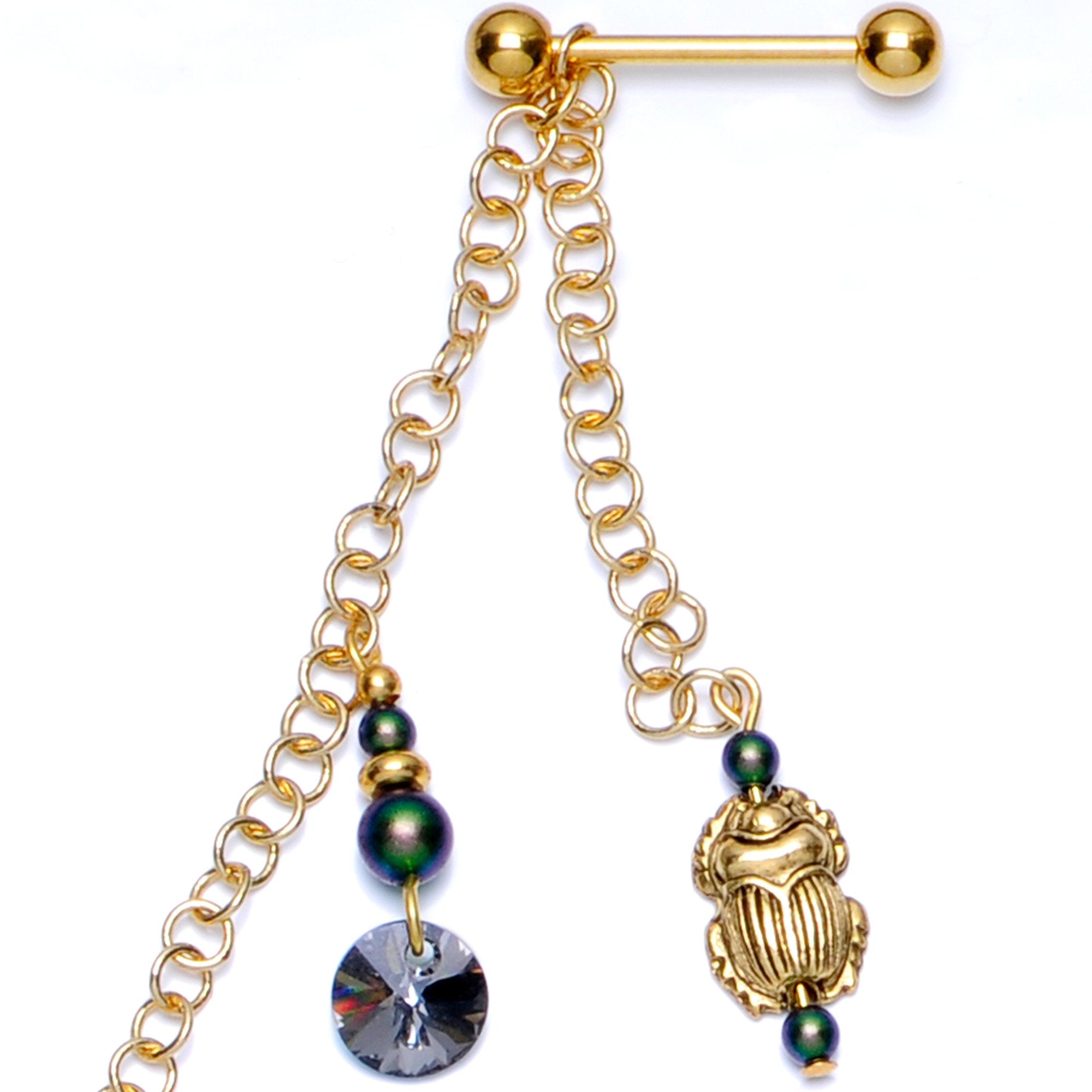 Egyptian Goddess Dangle Nipple Chain Created with Crystals