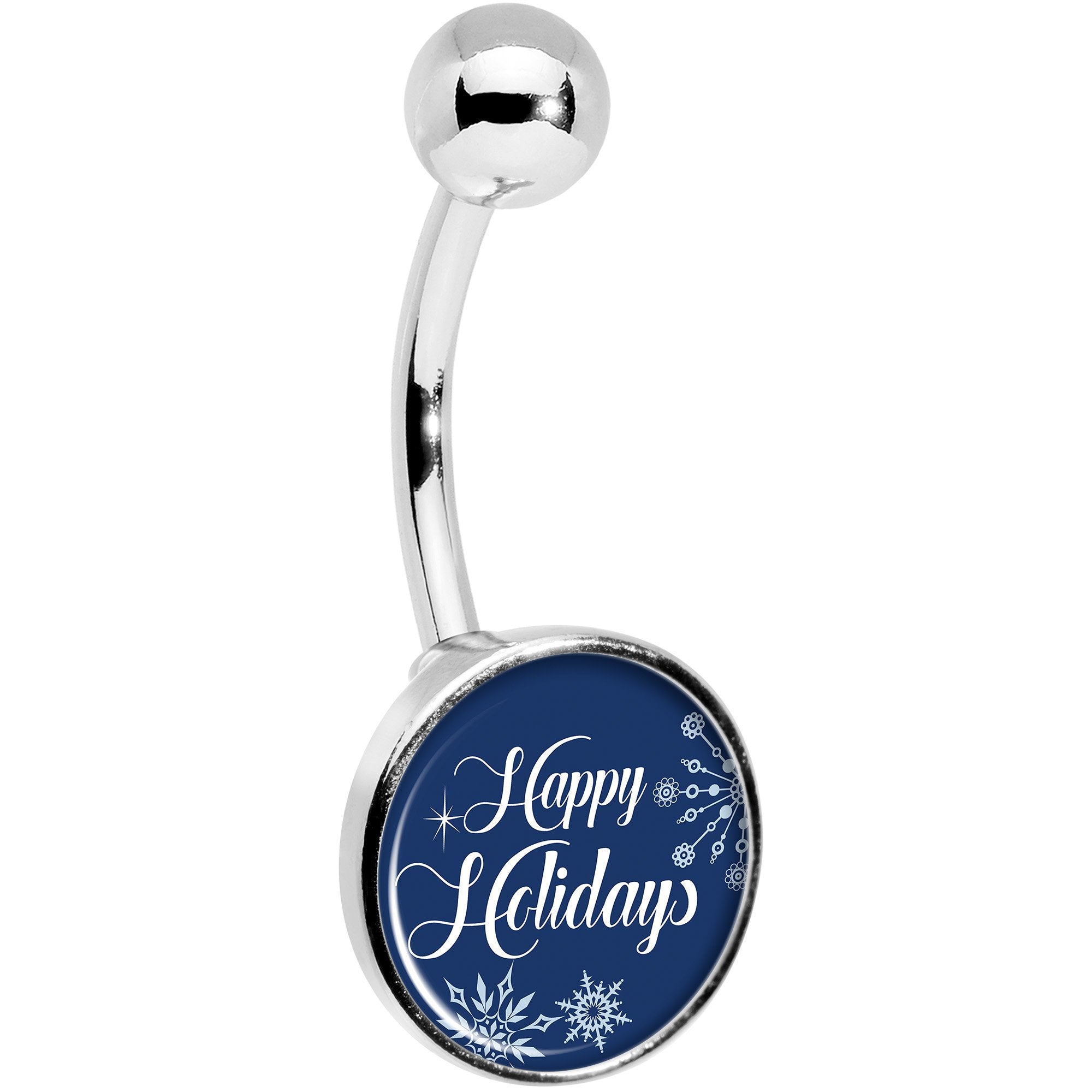 Happy Holidays Snowflake Belly Ring