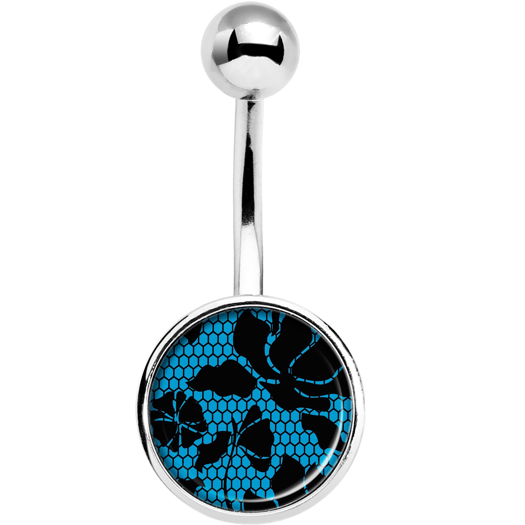 Blue Floral Lace Belly Ring