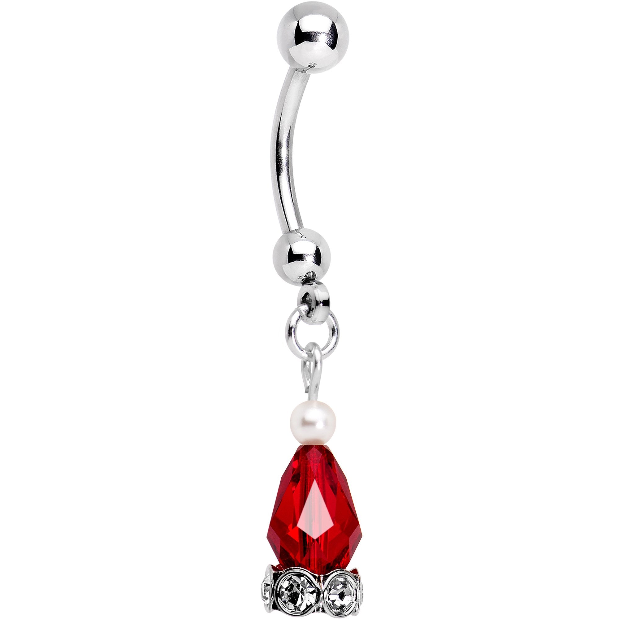 Red Holiday Ornament Dangle Belly Ring