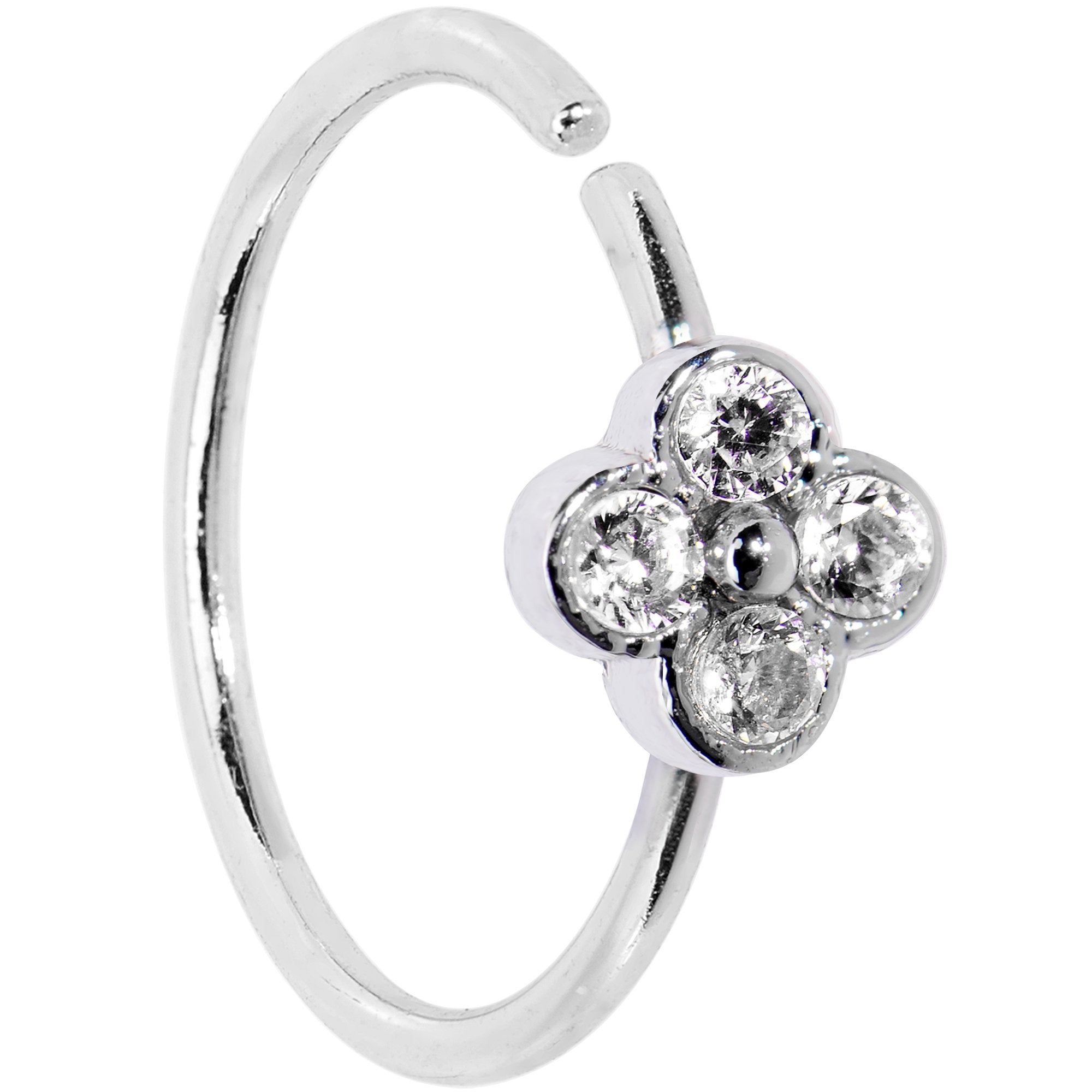 20 Gauge 3/8 Clear Gem Star Flower Seamless Circular Ring