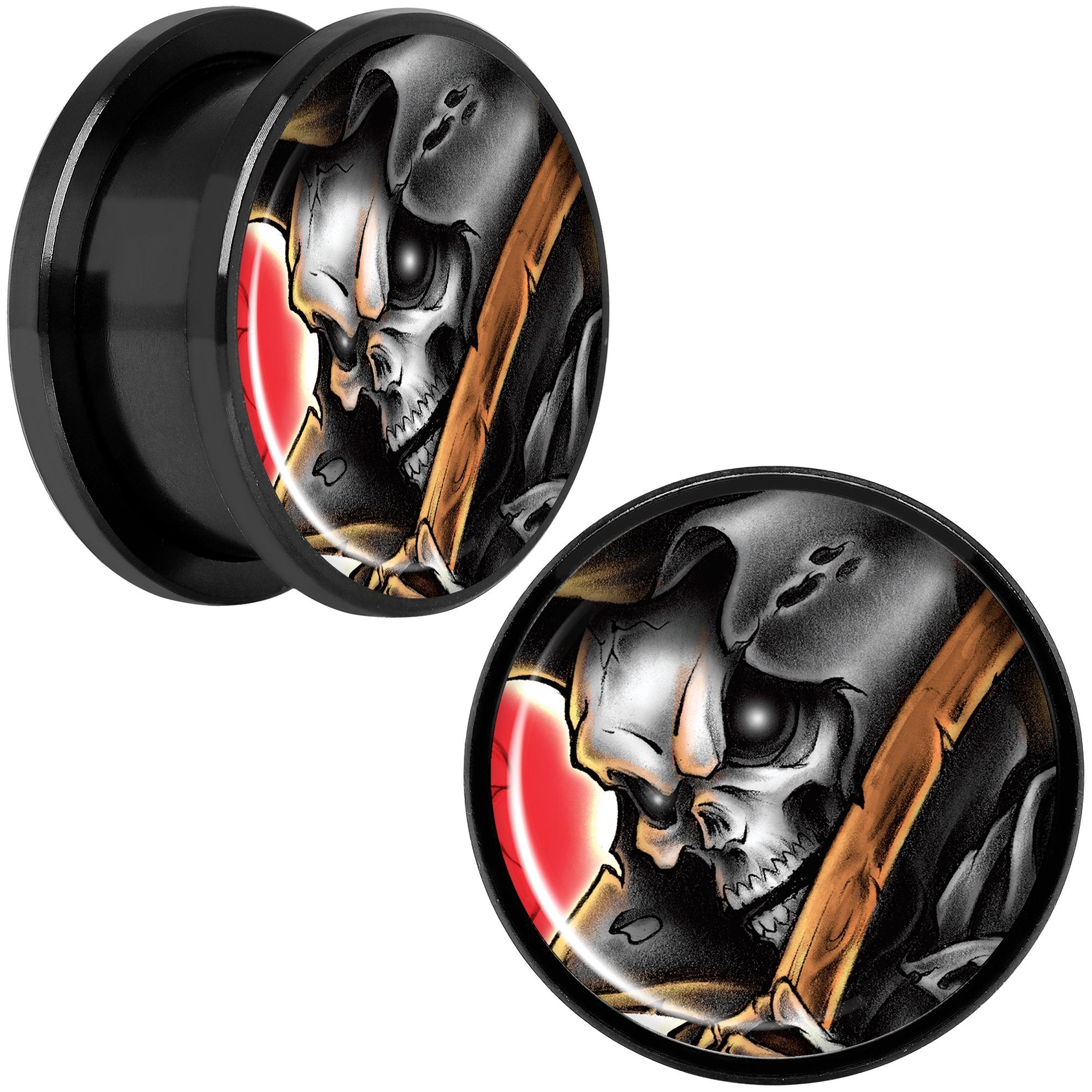 Wake the Dead Grim Reaper Halloween Black Anodized Plug Set 5mm to 16mm