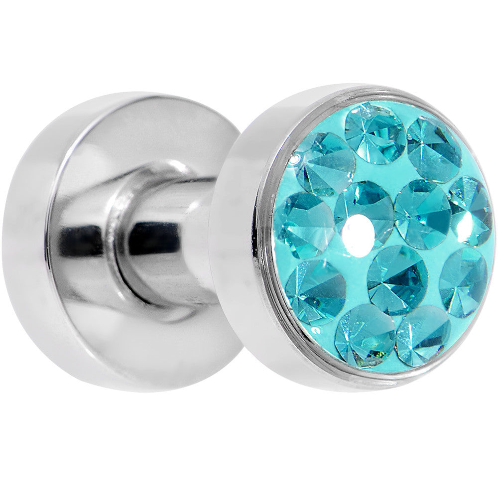 8 Gauge Zircon Blue Ferido Crystal Steel Screw Fit Plug Set