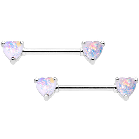 4pcs 14G Nipple Rings Rose Gold Heart White Opal Nipple 