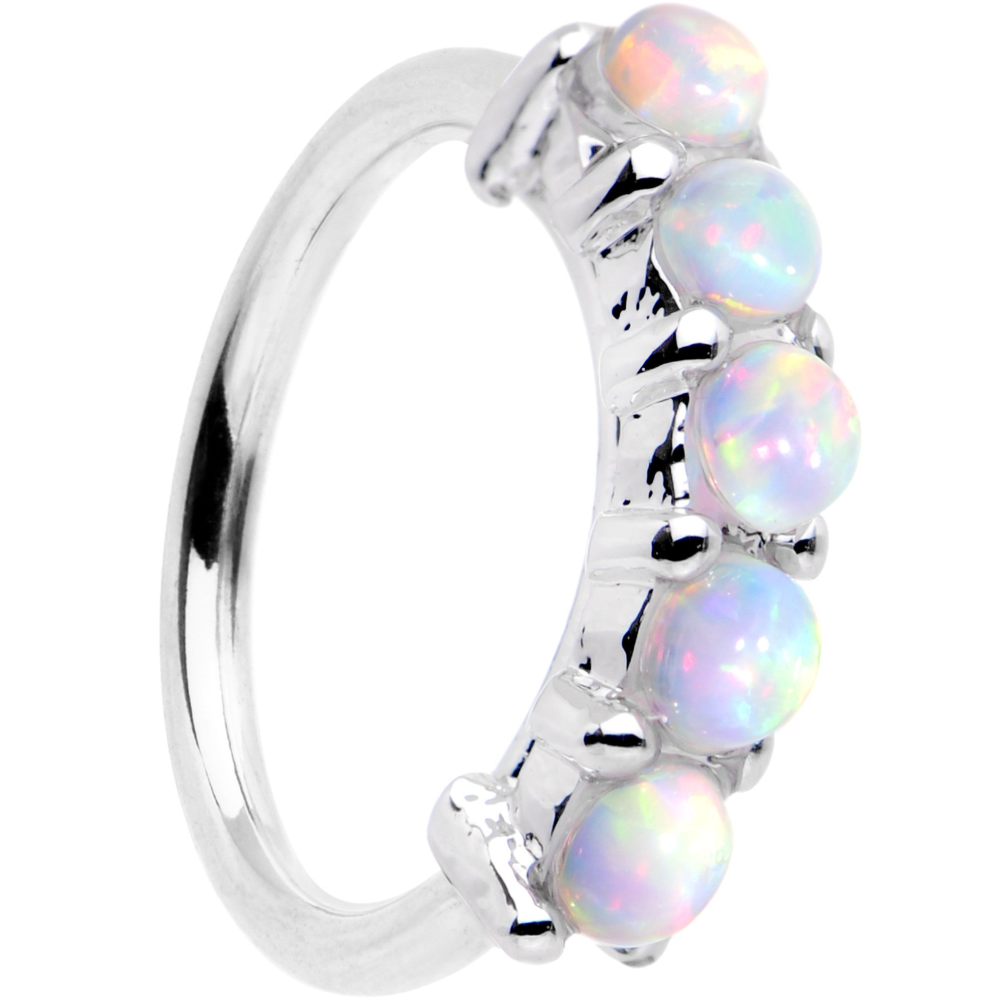 18 Gauge White Synthetic Opal Annealed Circular Ring