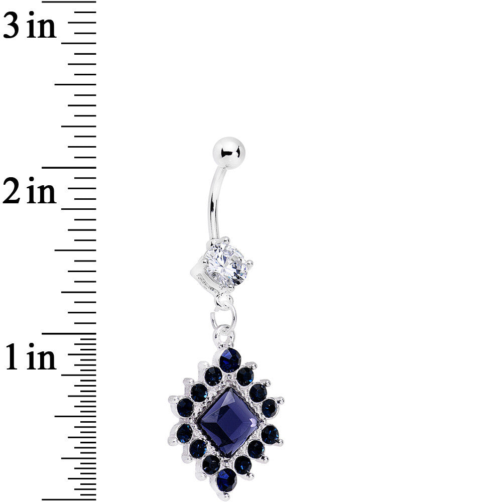 Indigo Blue Clear Gem Royal Beauty Dangle Belly Ring