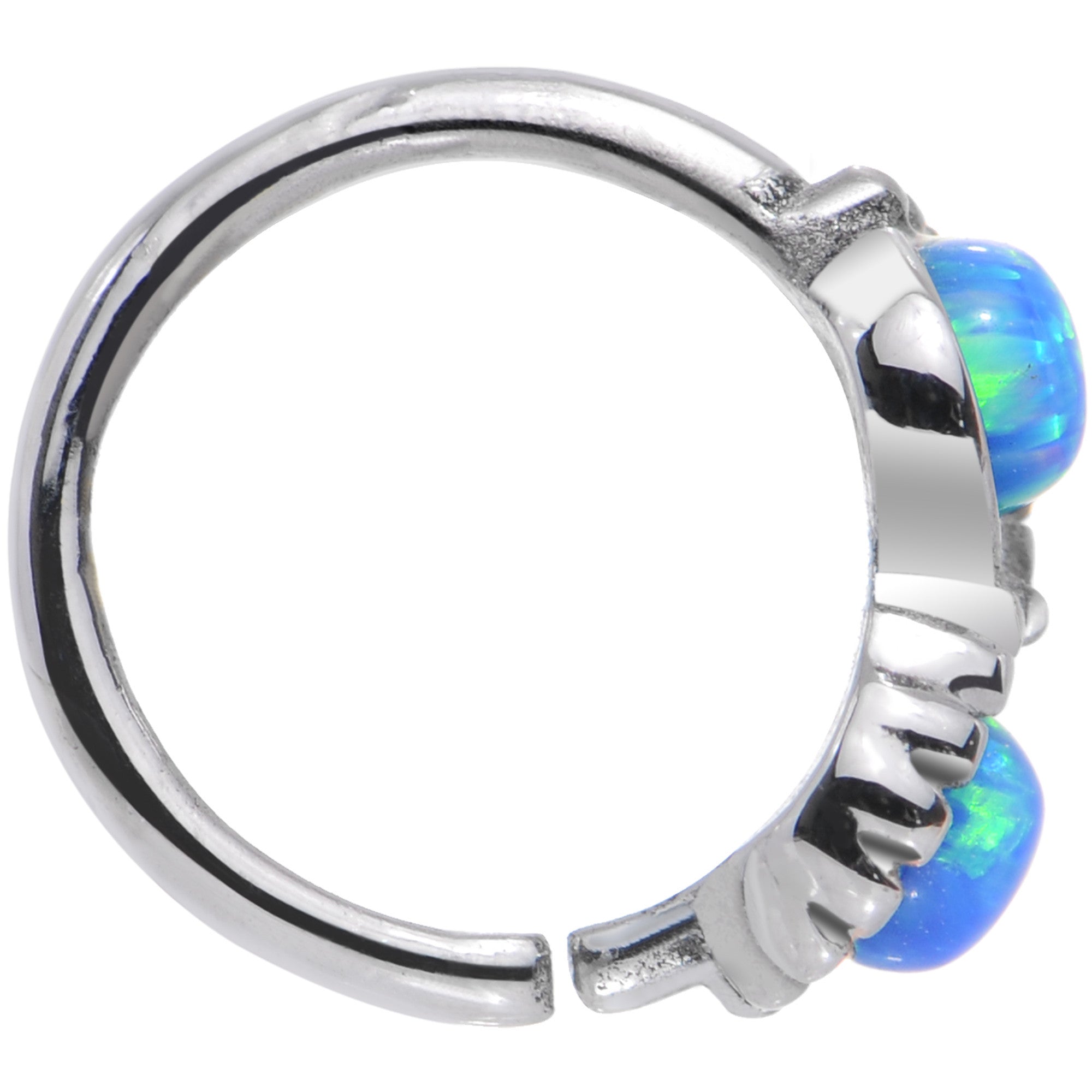 18 Gauge 5/16 Blue Synthetic Opal Duet Seamless Circular Ring