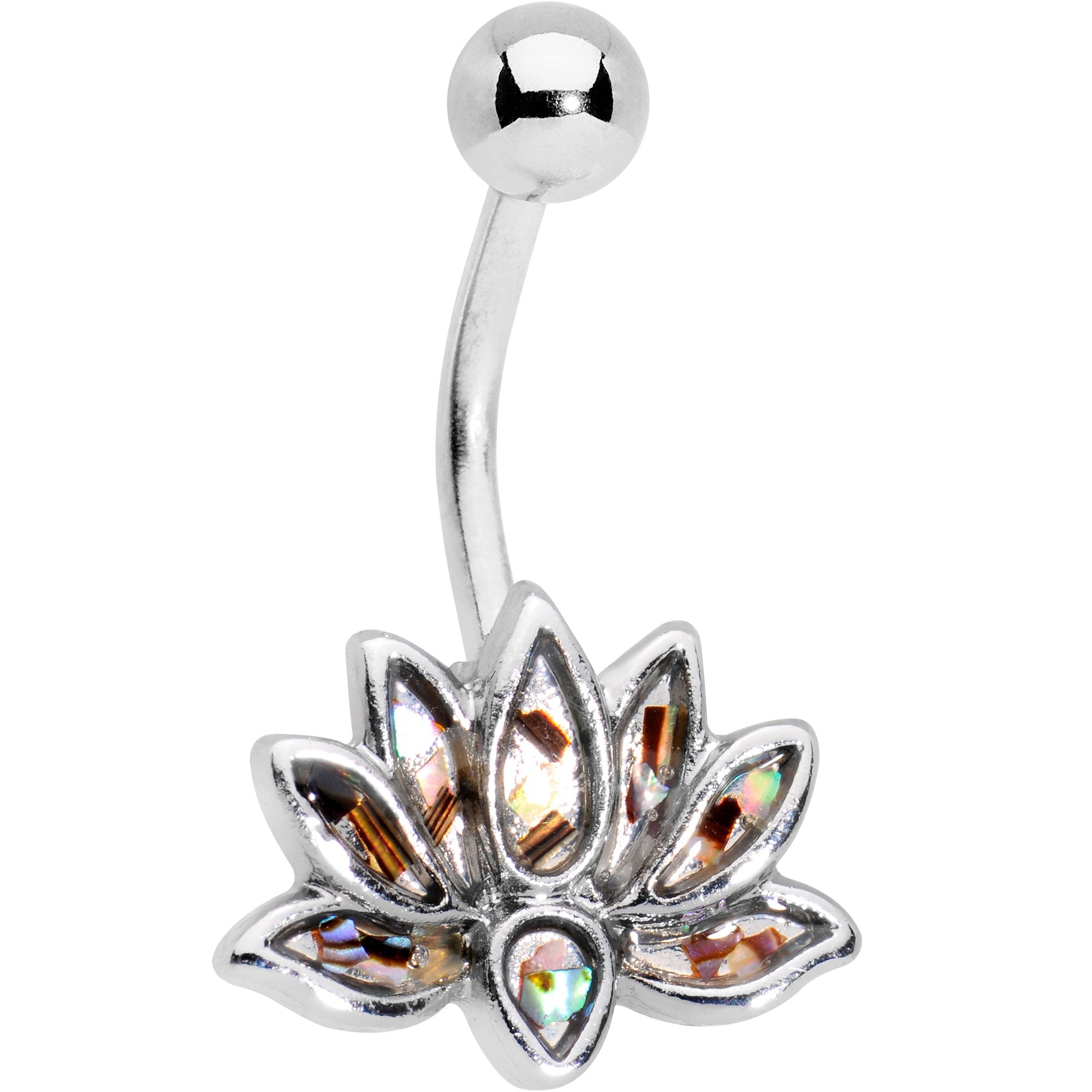 Iridescent Lotus Flower Belly Ring