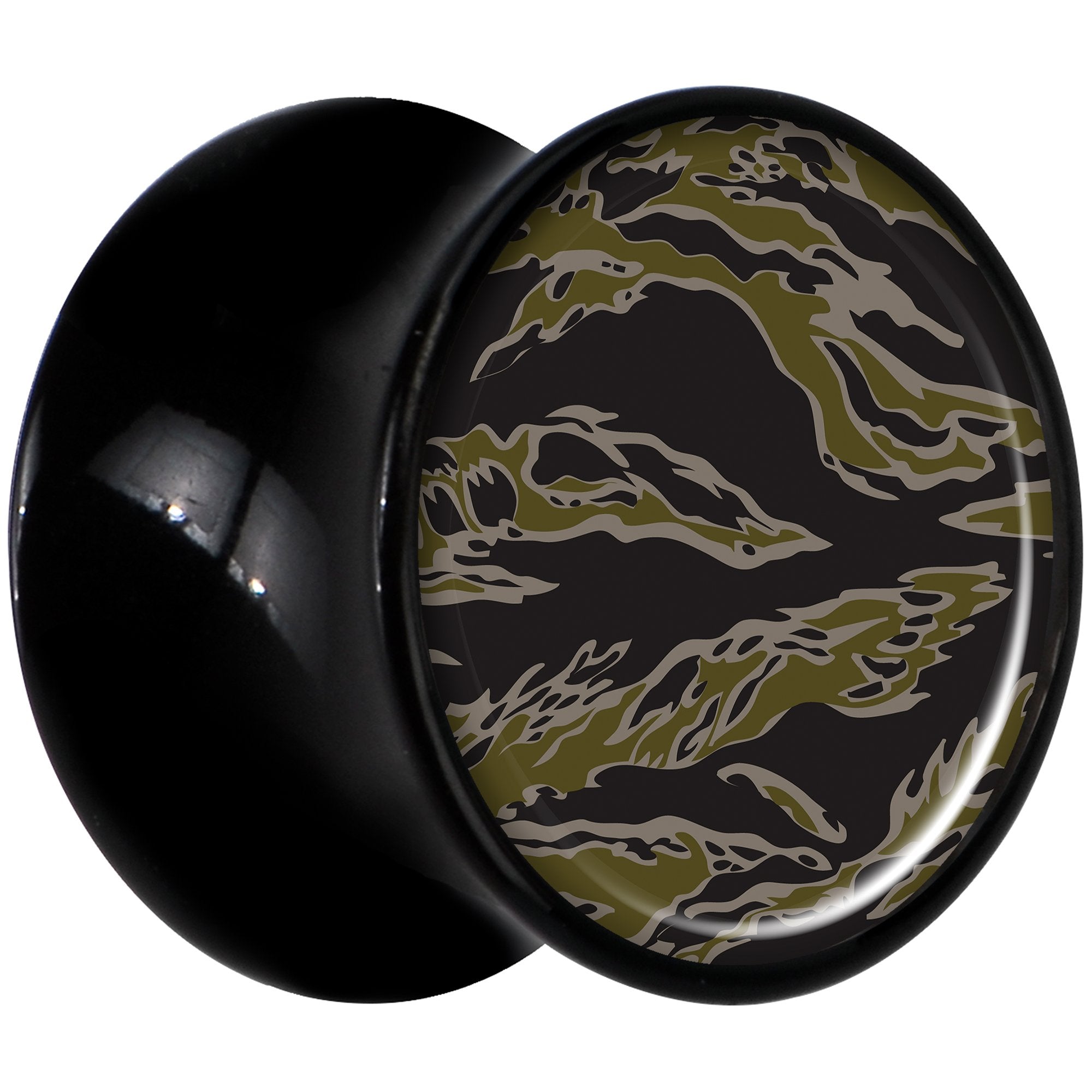 Black Acrylic Tiger Camo Print Saddle Plug Set 1/2