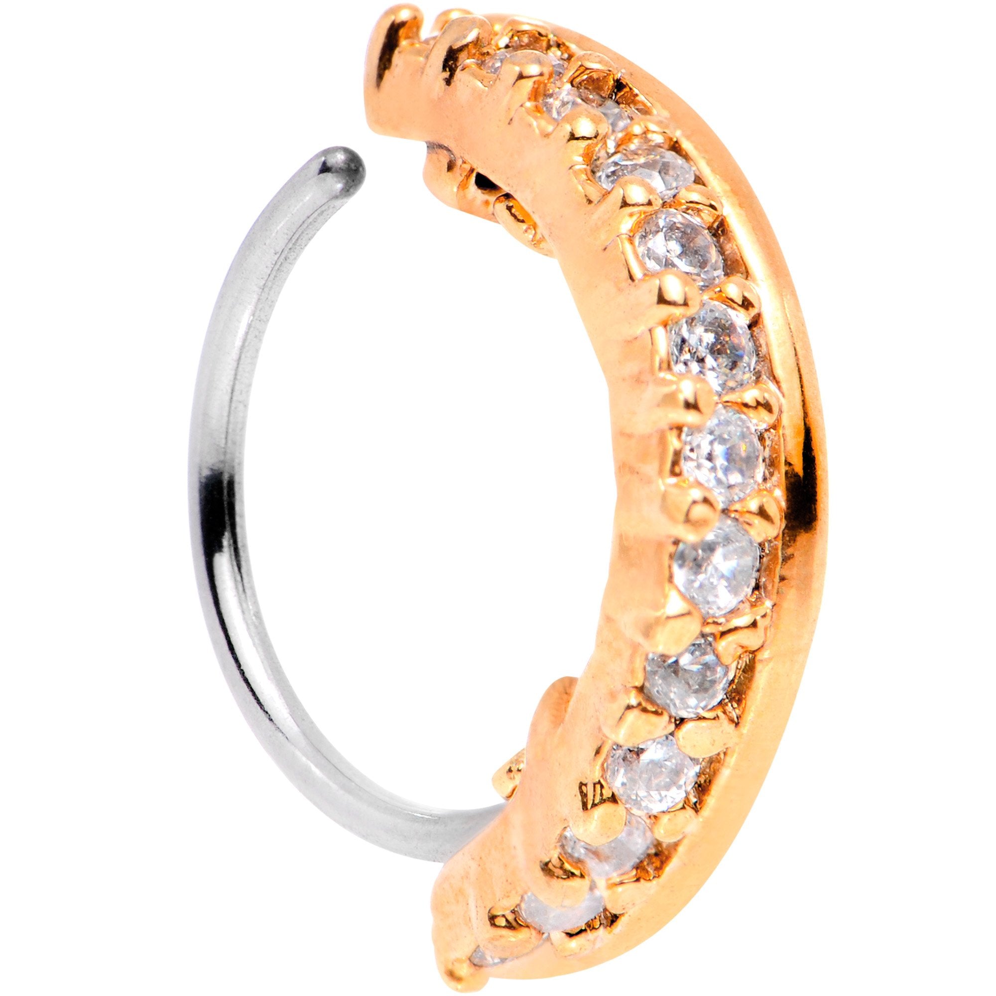 20 Gauge Clear CZ Gem Rose Gold Tone Sleek Seamless Circular Ring