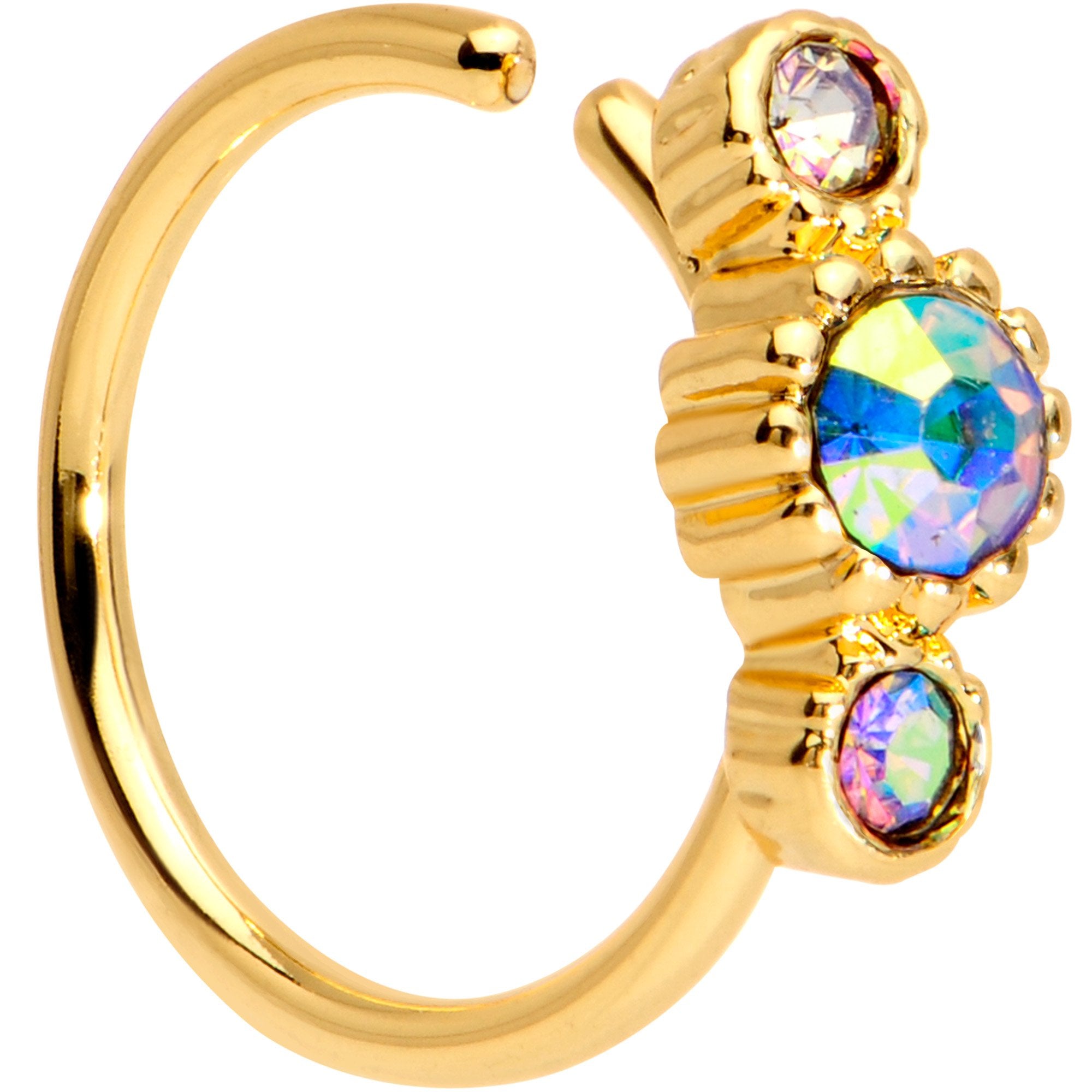 5/16 Aurora CZ Gem Gold IP Fashion Fusion Seamless Circular Ring