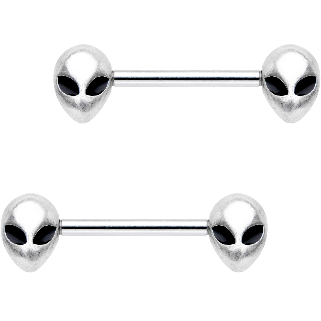 14 Gauge 9/16" Gray Alien Barbell Nipple Ring Set