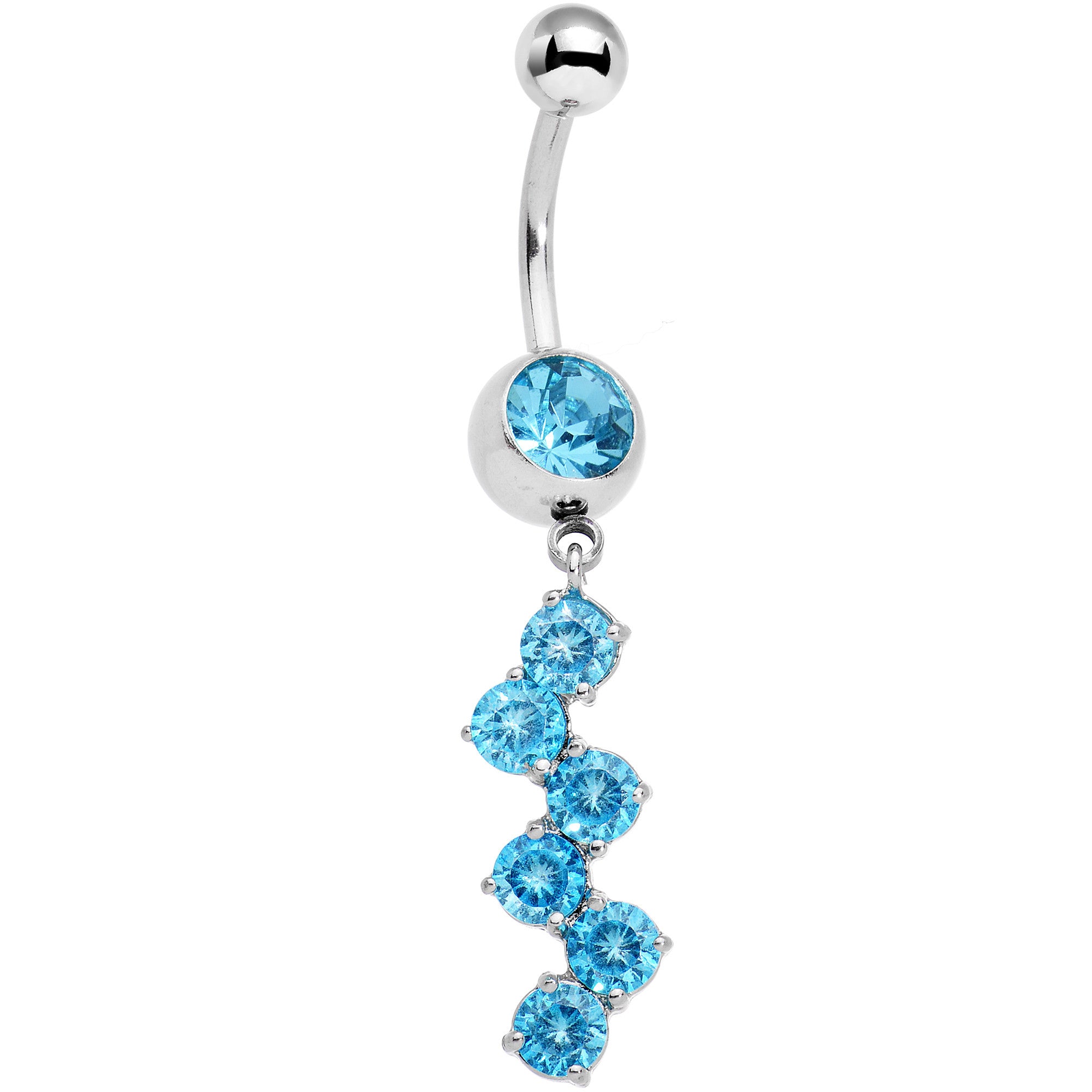 Aqua Gem Zig Zag Dangle Belly Ring