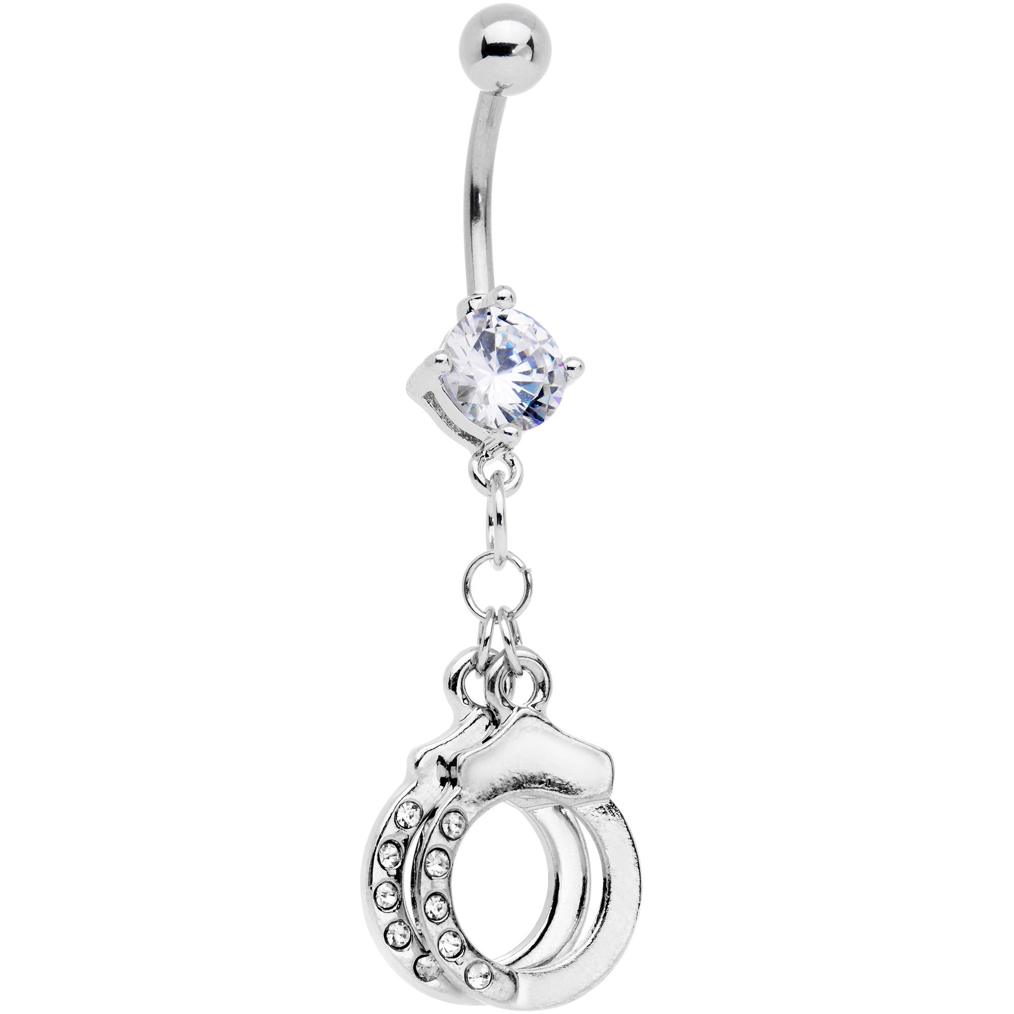 Clear Gem Kinky Cuffs Dangle Belly Ring