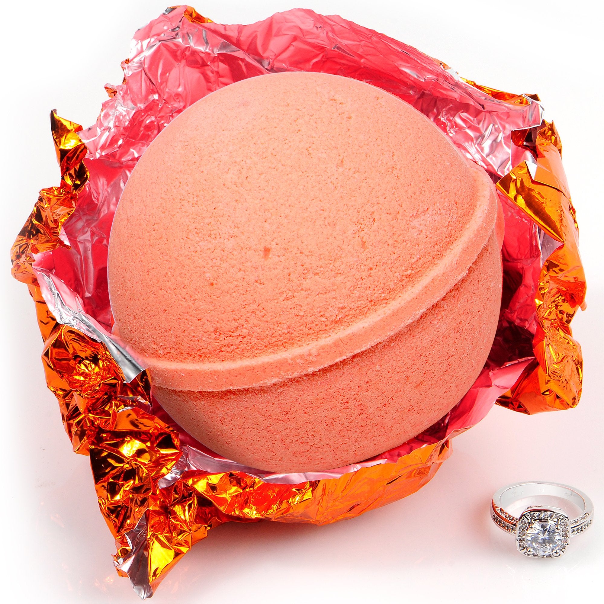 Life of the Party Pink Grapefruit Bath Bomb with Jewelry Ring Inside