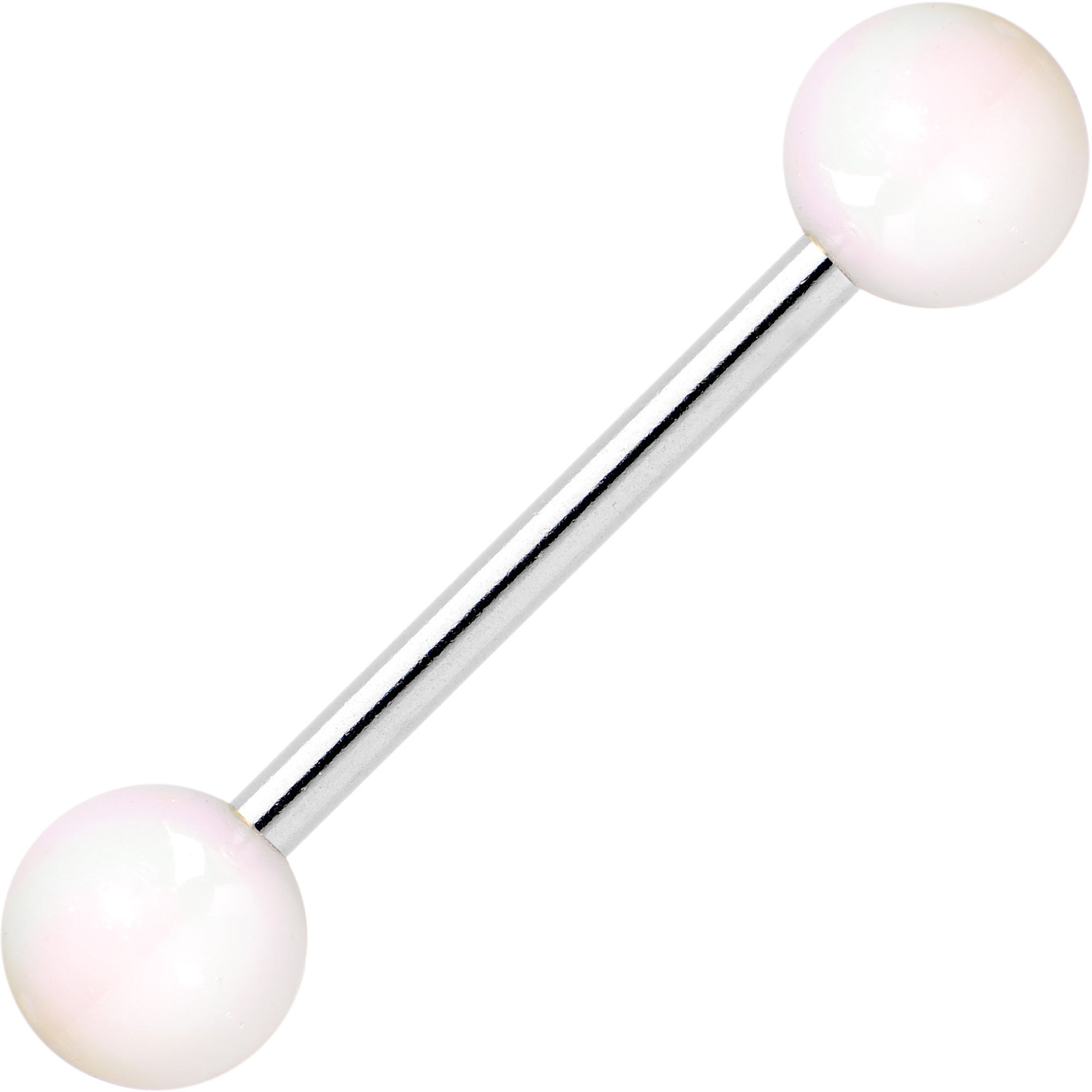 Metallic White 6mm Acrylic Ball Barbell Tongue Ring