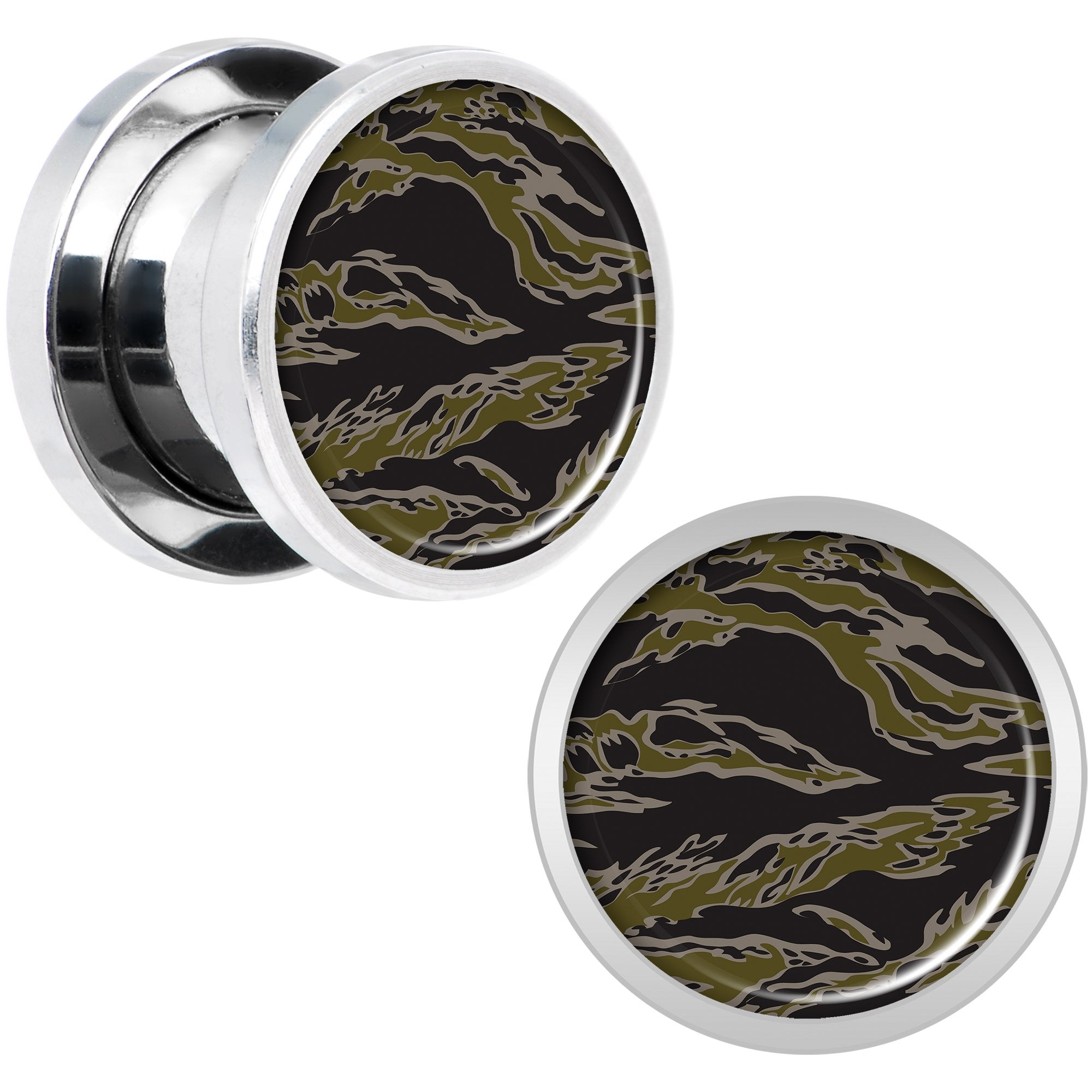 Tiger Camo Print Steel Screw Fit Plug Set 00 Gauge