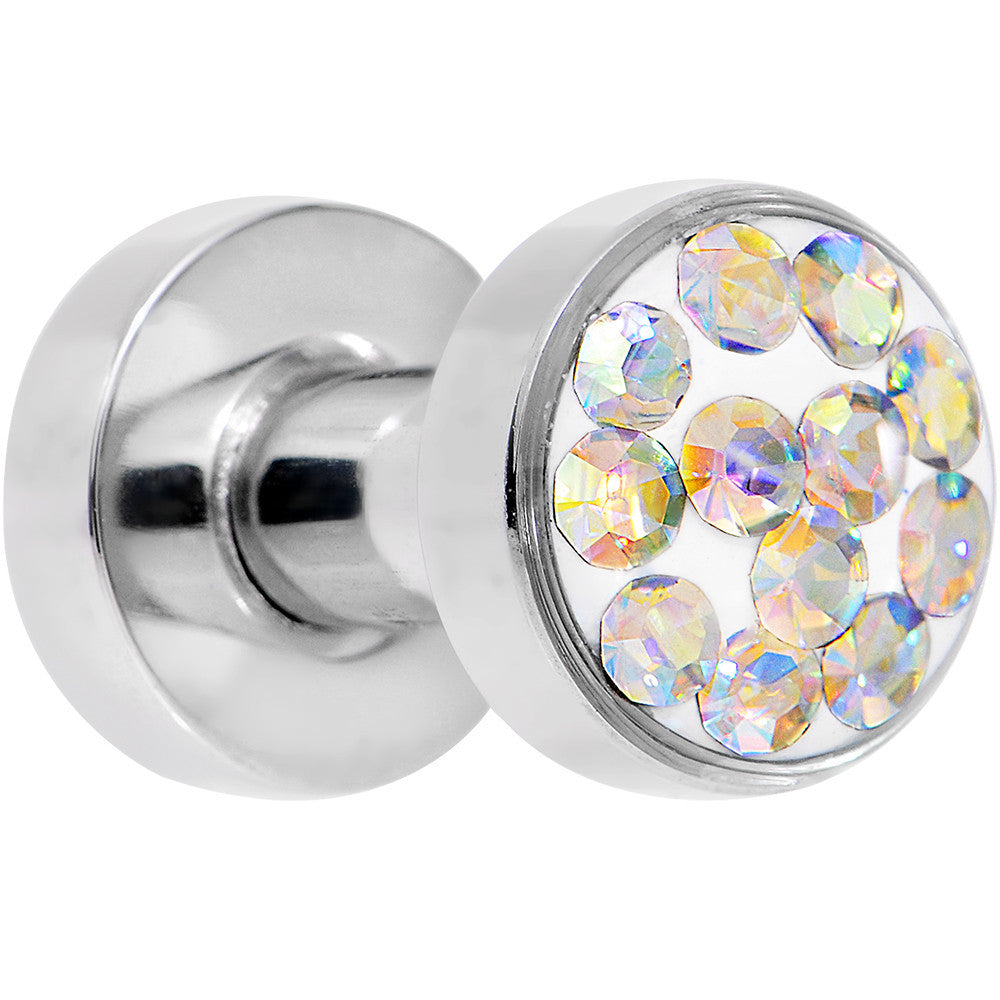 8 Gauge Aurora Ferido Crystal Steel Screw Fit Plug Set