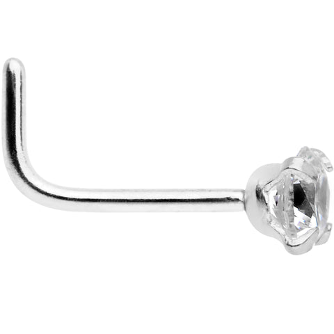 20 Gauge 1/4 Clear 3mm CZ Gem Steel L-Shape Nose Ring – BodyCandy