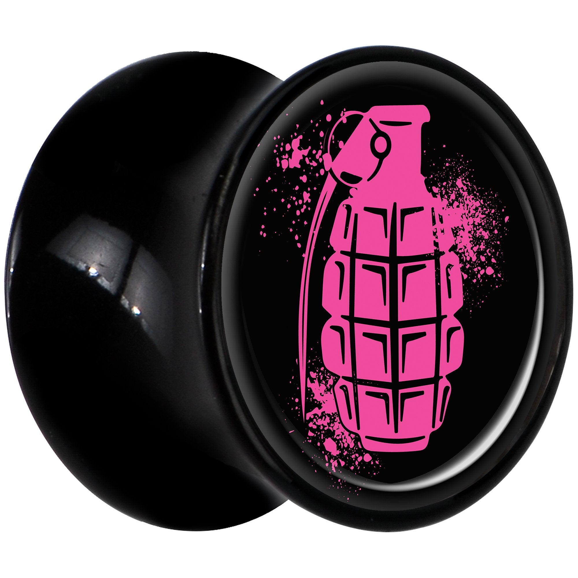 Black Acrylic Pink Grenade Saddle Plug Set 1/2