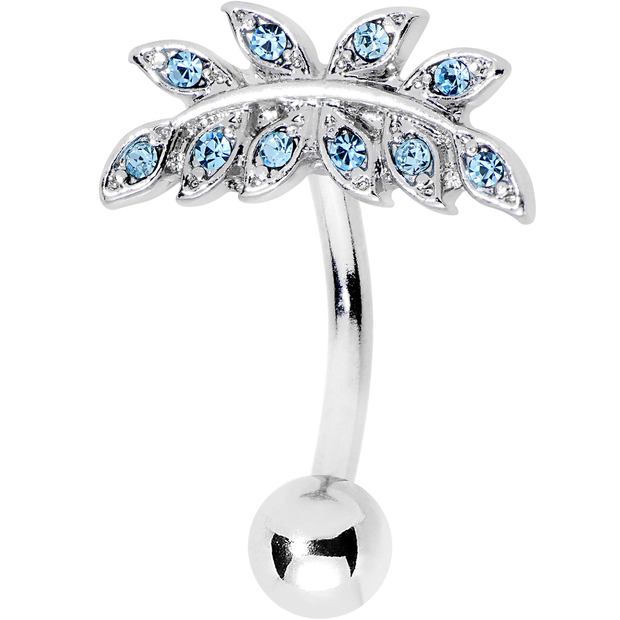 Blue Gem Sprouting Ivy Leaf Belly Ring