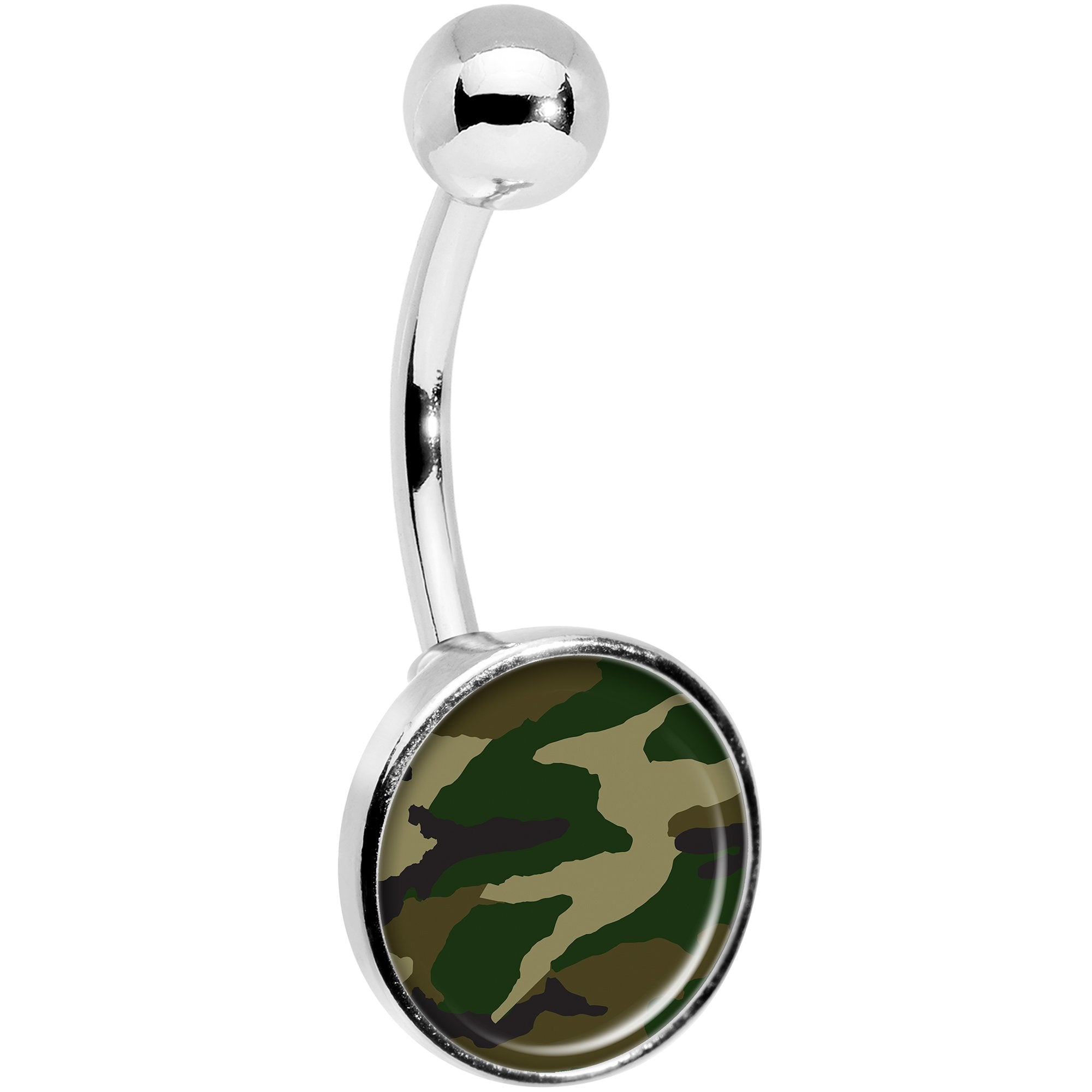 Woodland Camo Print Belly Ring