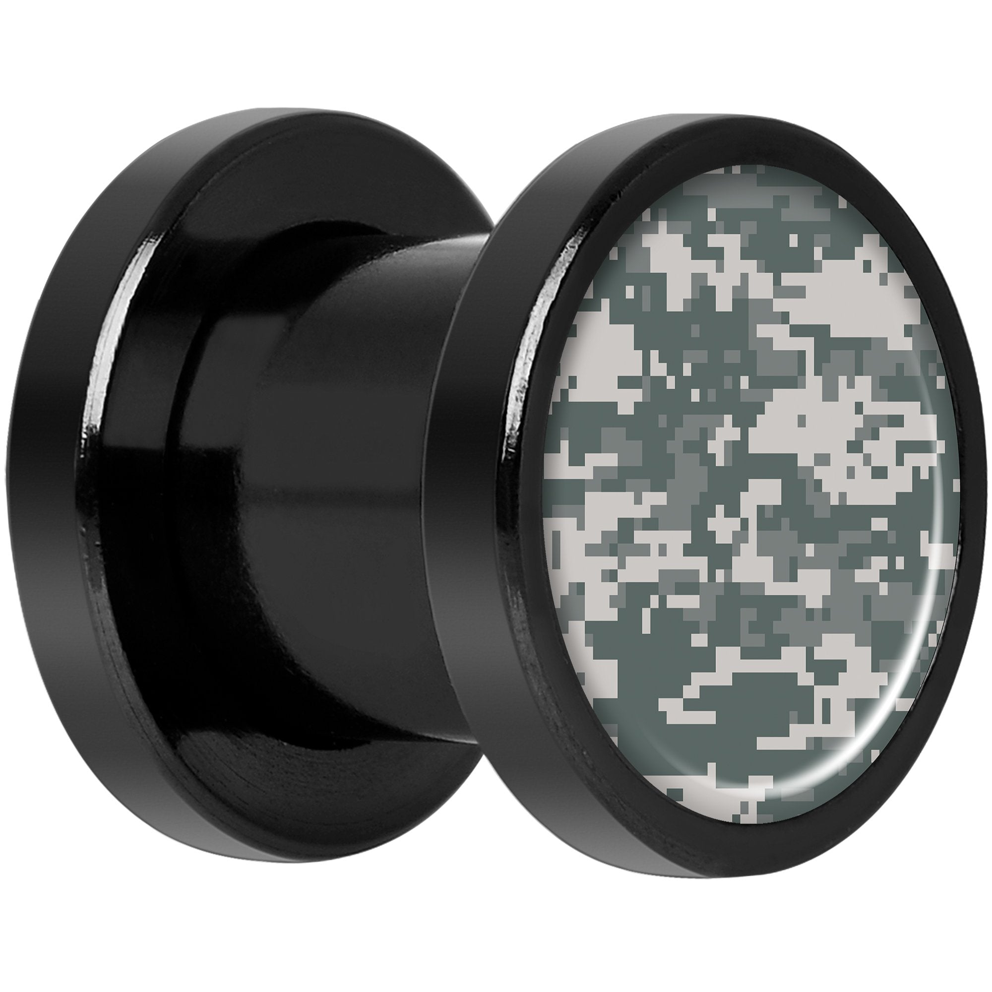 Digital Camo Print Black Anodized Screw Fit Plug Set 0 Gauge