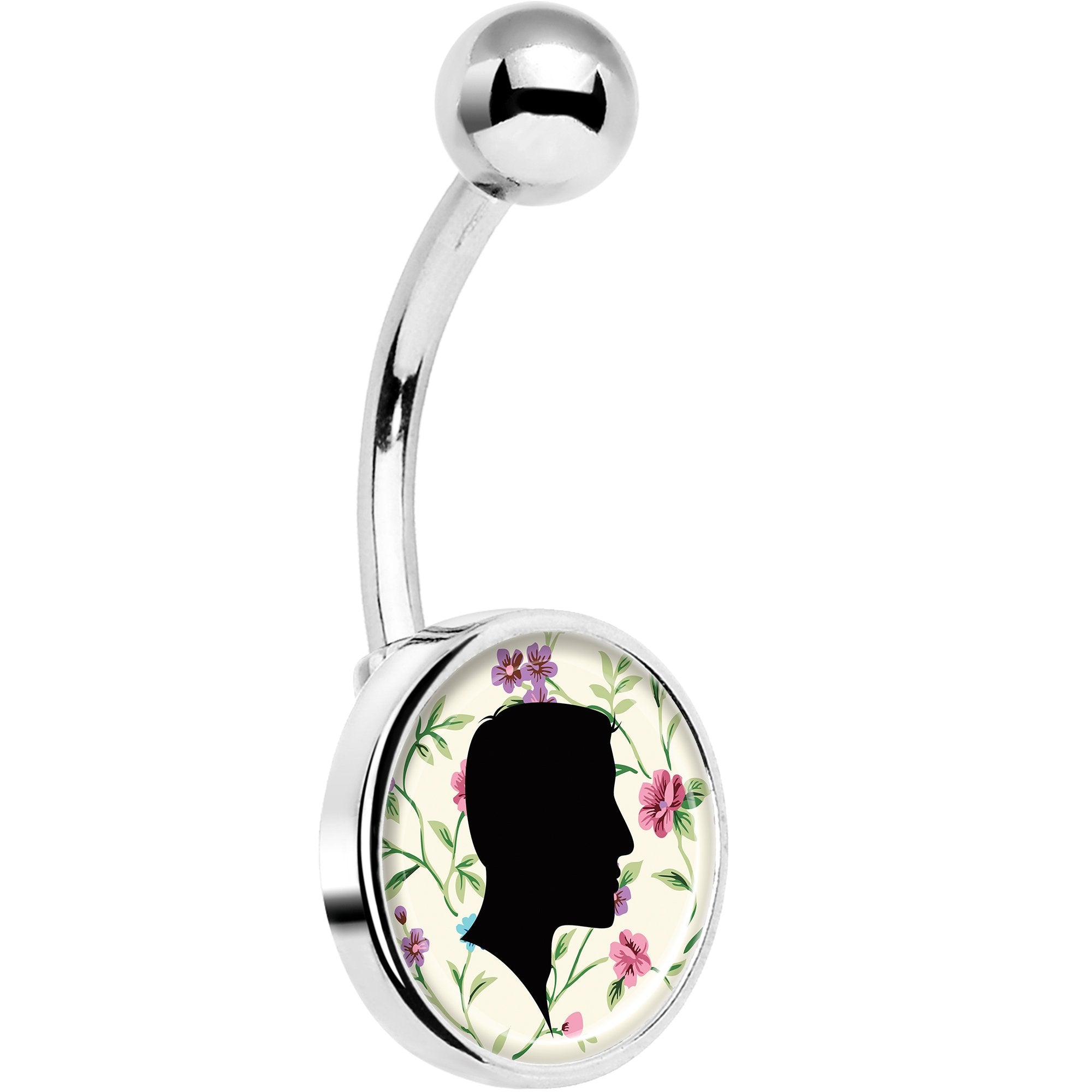 Man Floral Silhouette Belly Ring