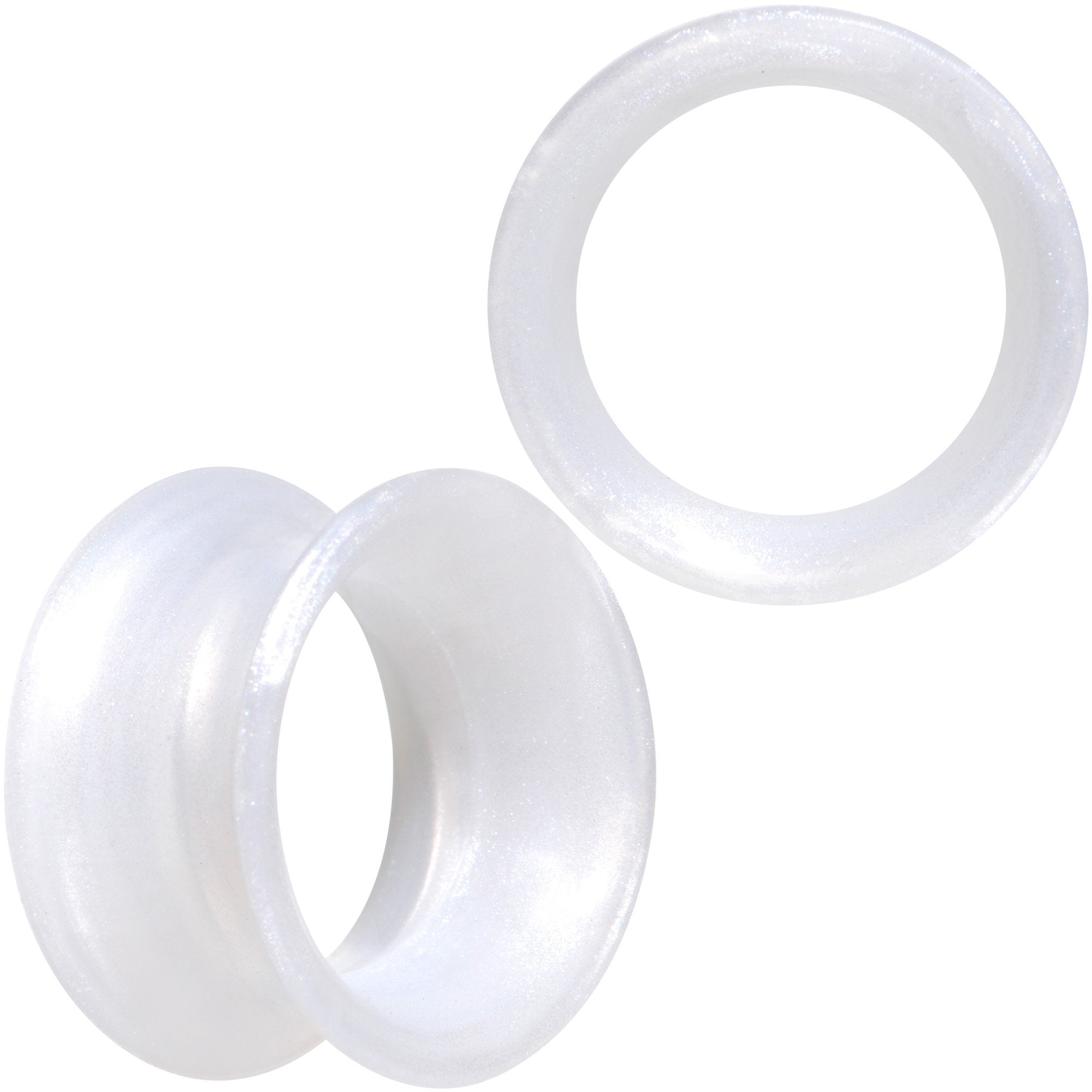 Thin Flexible White Silicone Tunnel Plug Set 6mm to 25mm