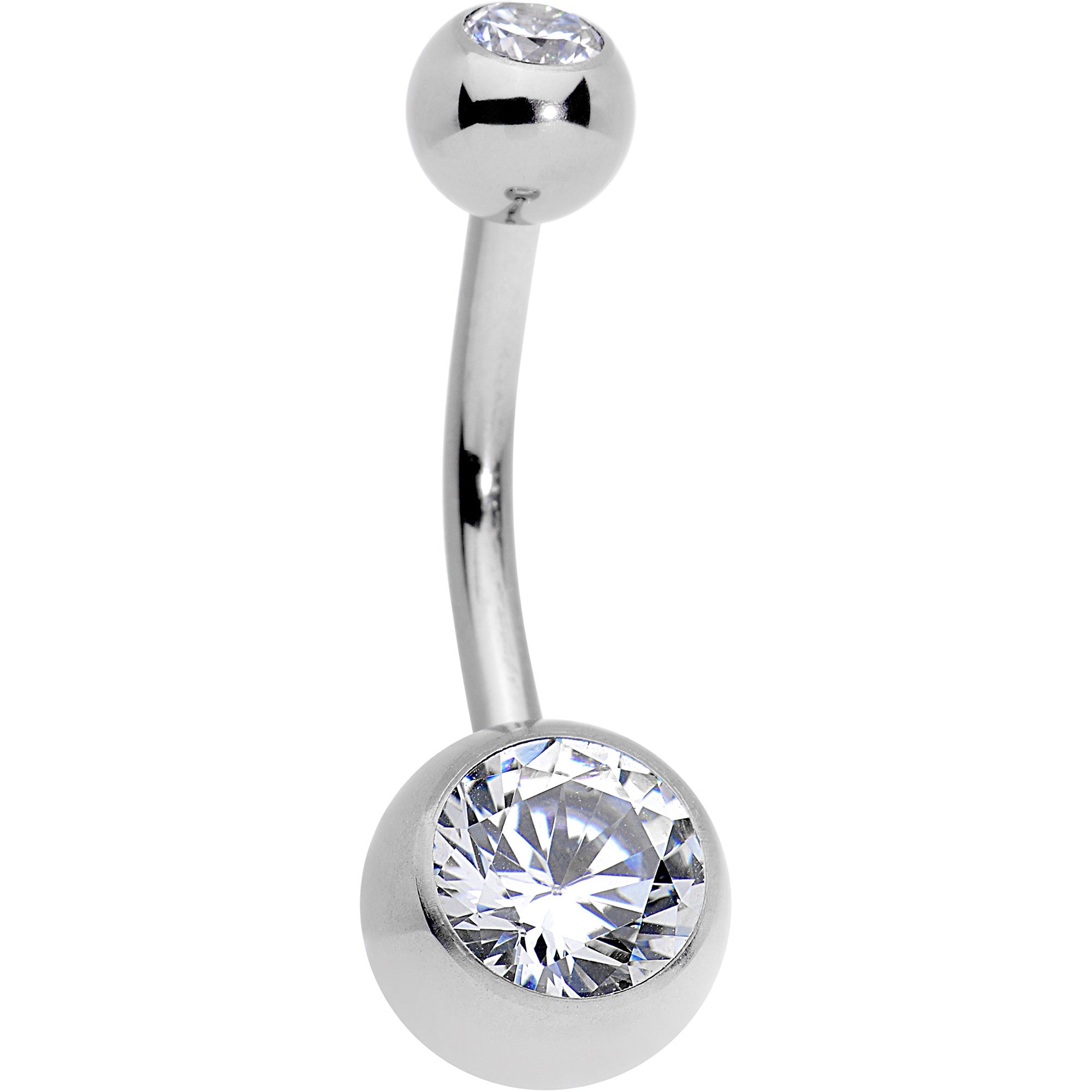 3/8 Clear Gem Grade 23 Solid Titanium Internally Threaded Belly Ring