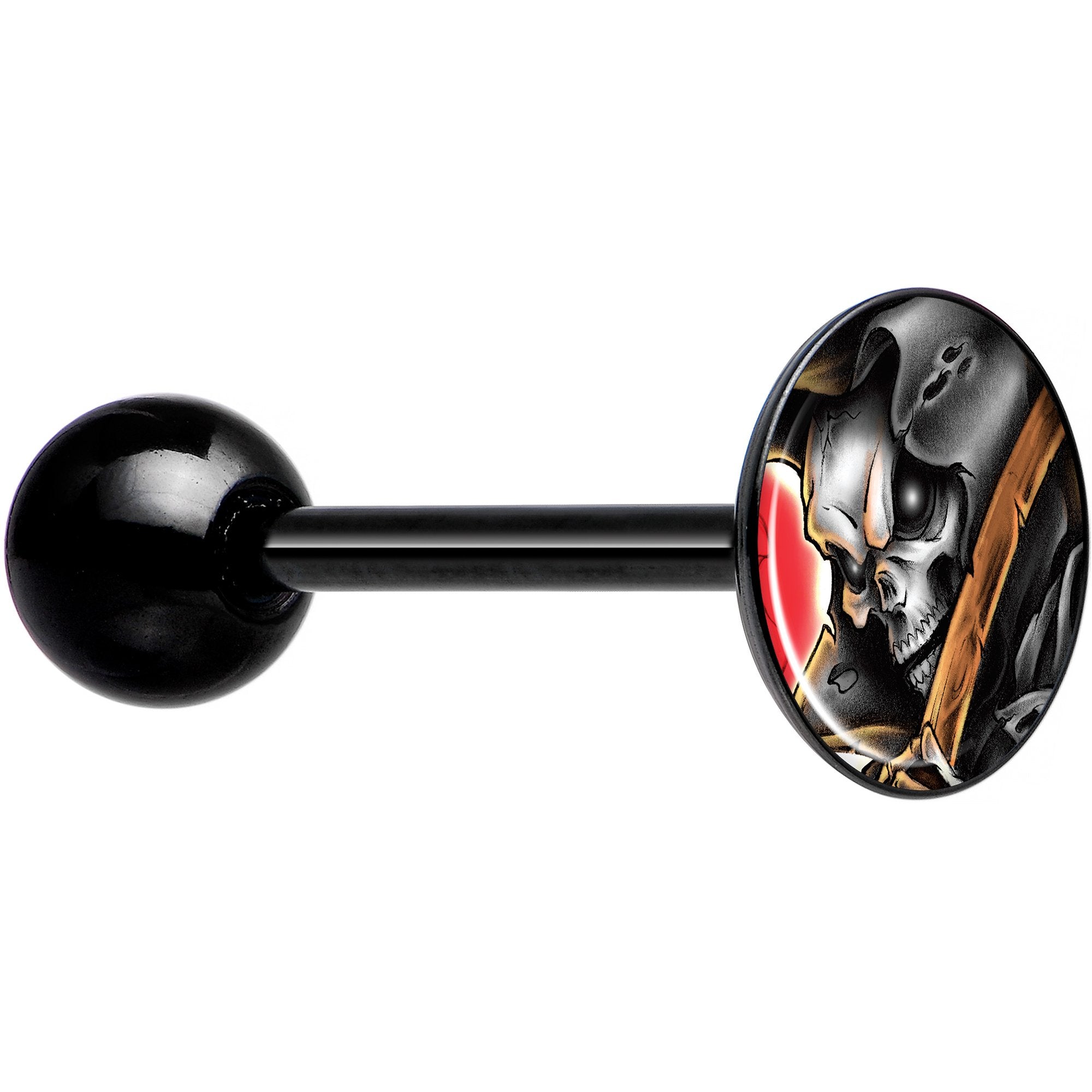 Wake the Dead Grim Reaper Halloween Black Barbell Tongue Ring