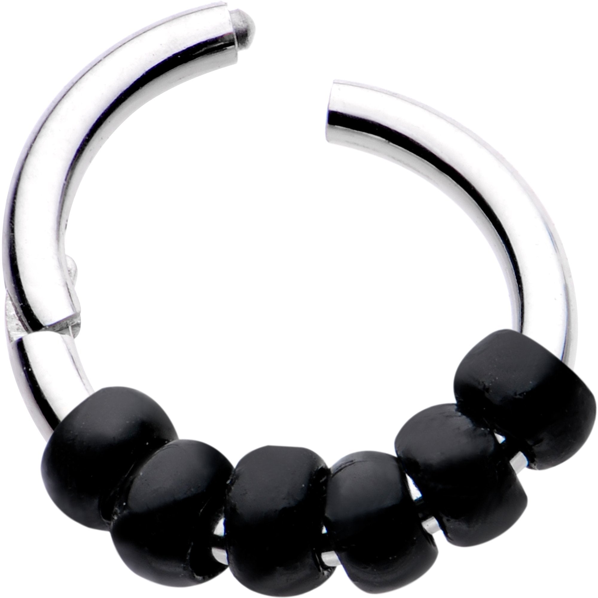 5/16 Black Tone Classic Bead Hinged Segment Ring Circular Barbell