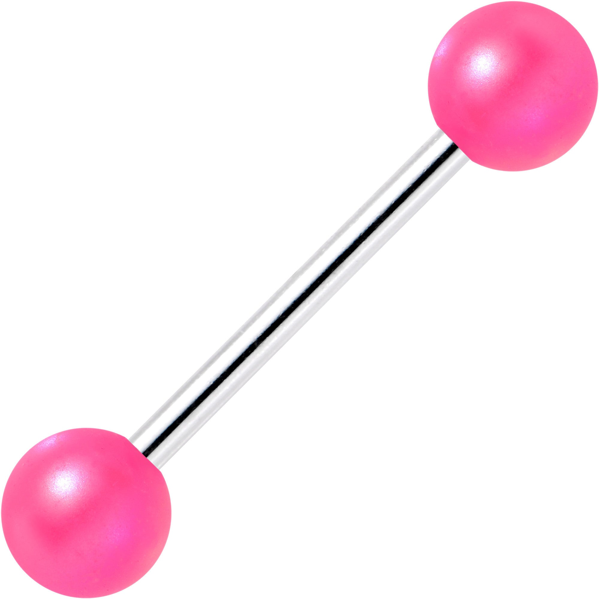 Matte Iridescent Neon Pink 6mm Acrylic Ball Barbell Tongue Ring