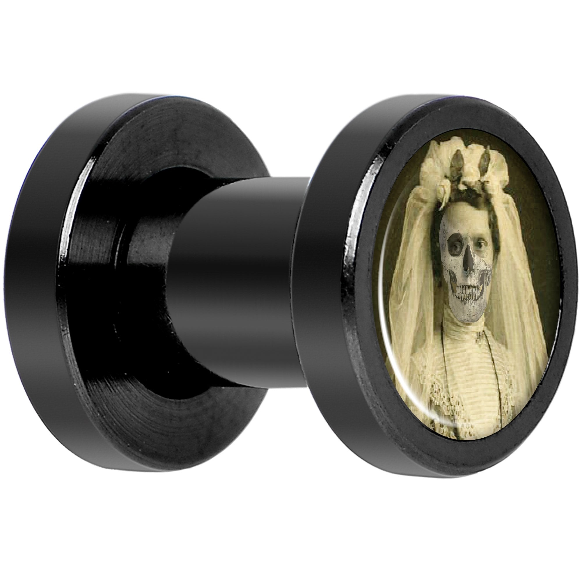 Undead Bride and Groom Halloween Black Anodized Plug Set 4 Gauge