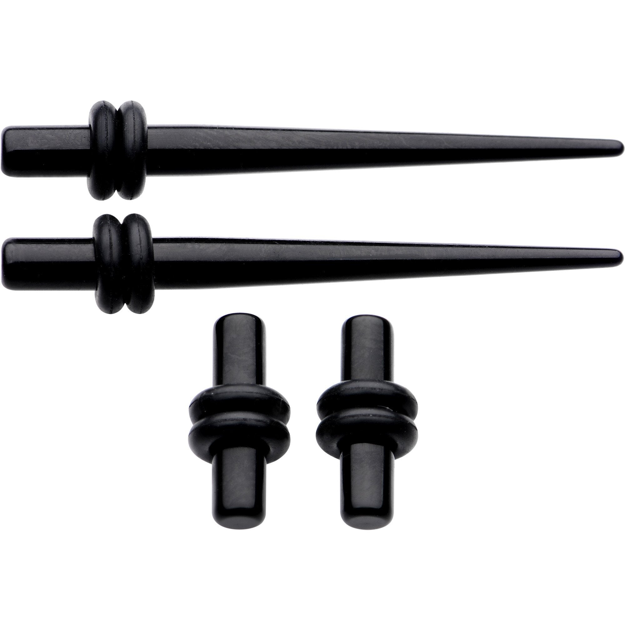 Black Acrylic Straight Plug and Tapers Set of 4