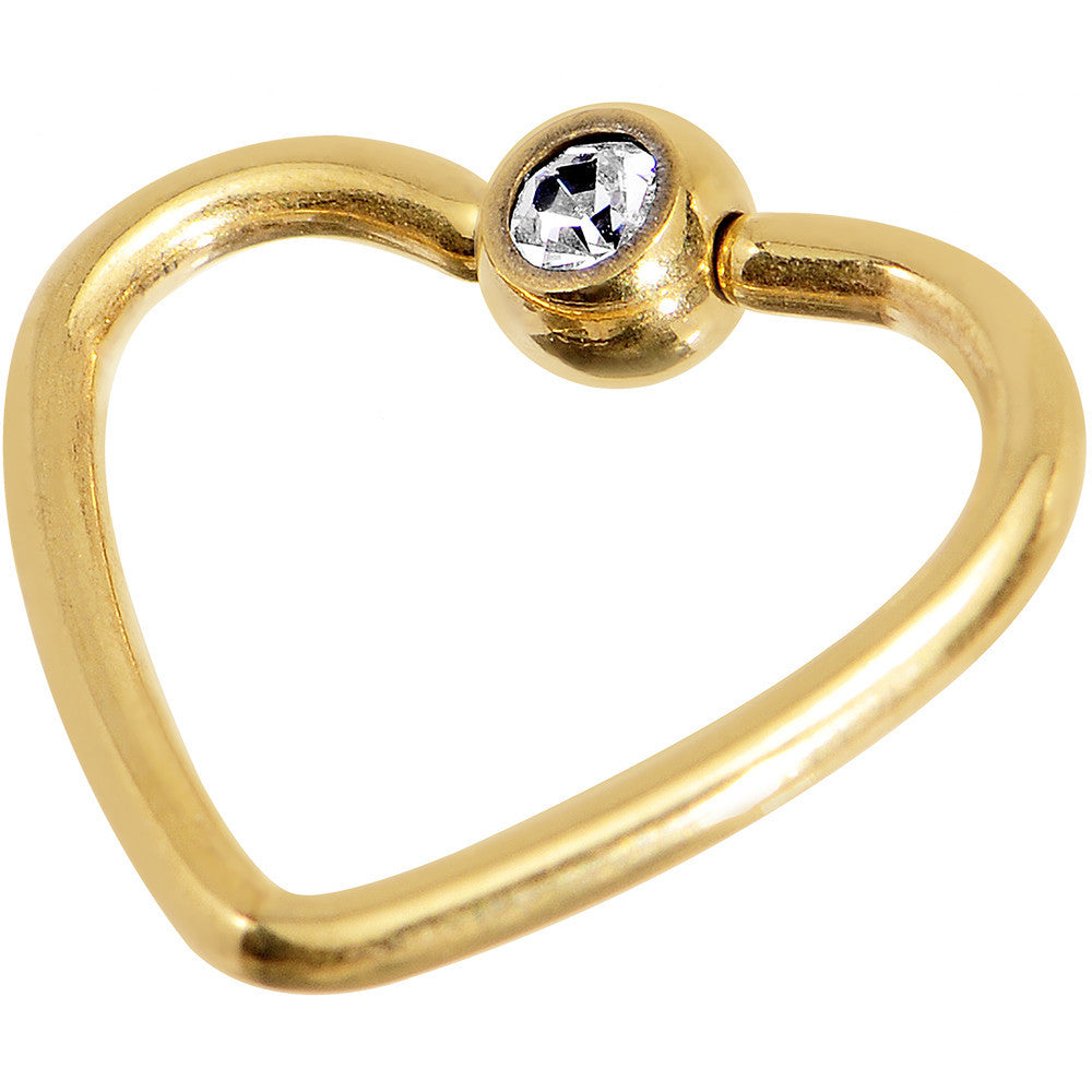 16 Gauge 3/8 Clear Gold Anodized Titanium Heart Closure Captive Ring