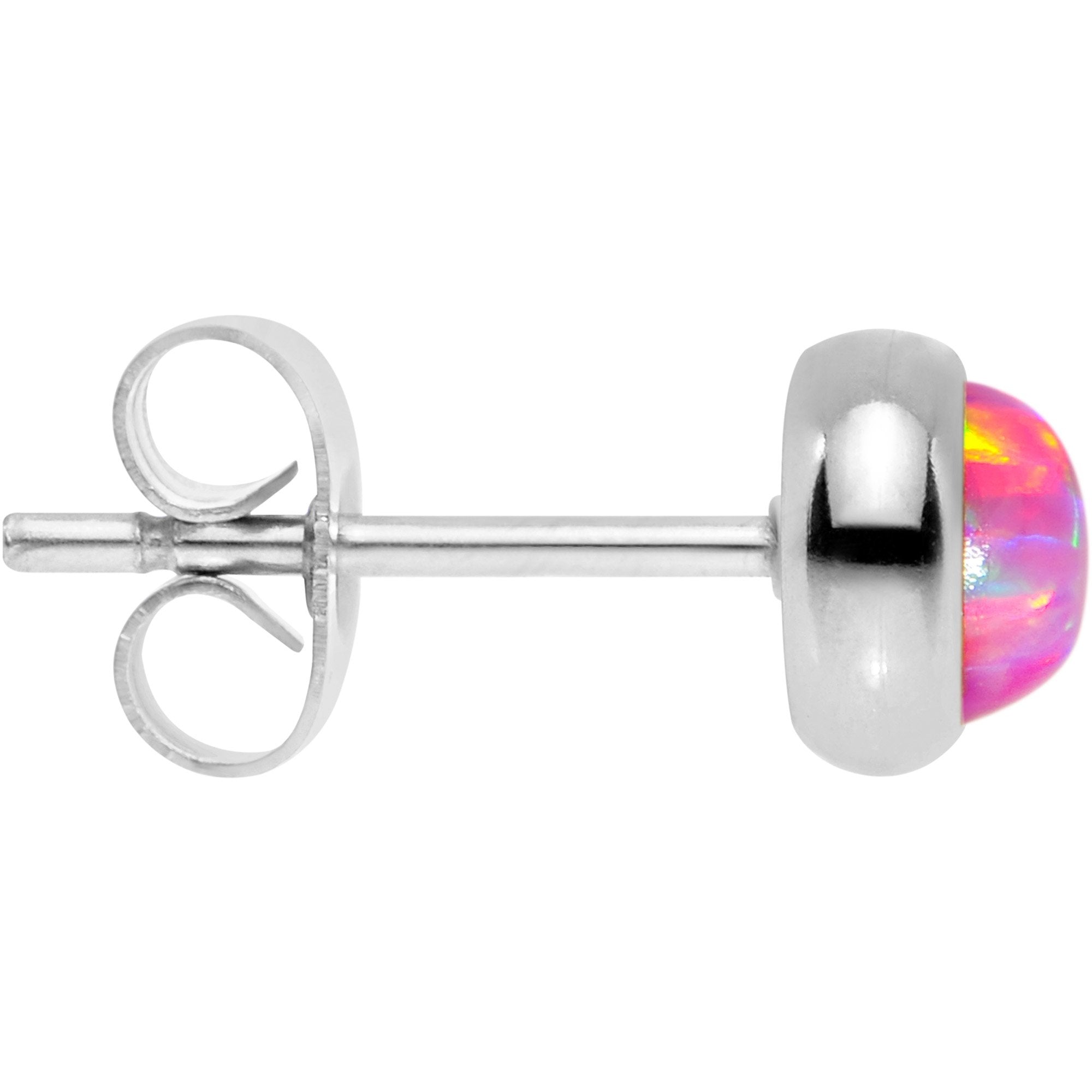 Pink Synthetic Opal 316L Surgical Steel Stud Earrings