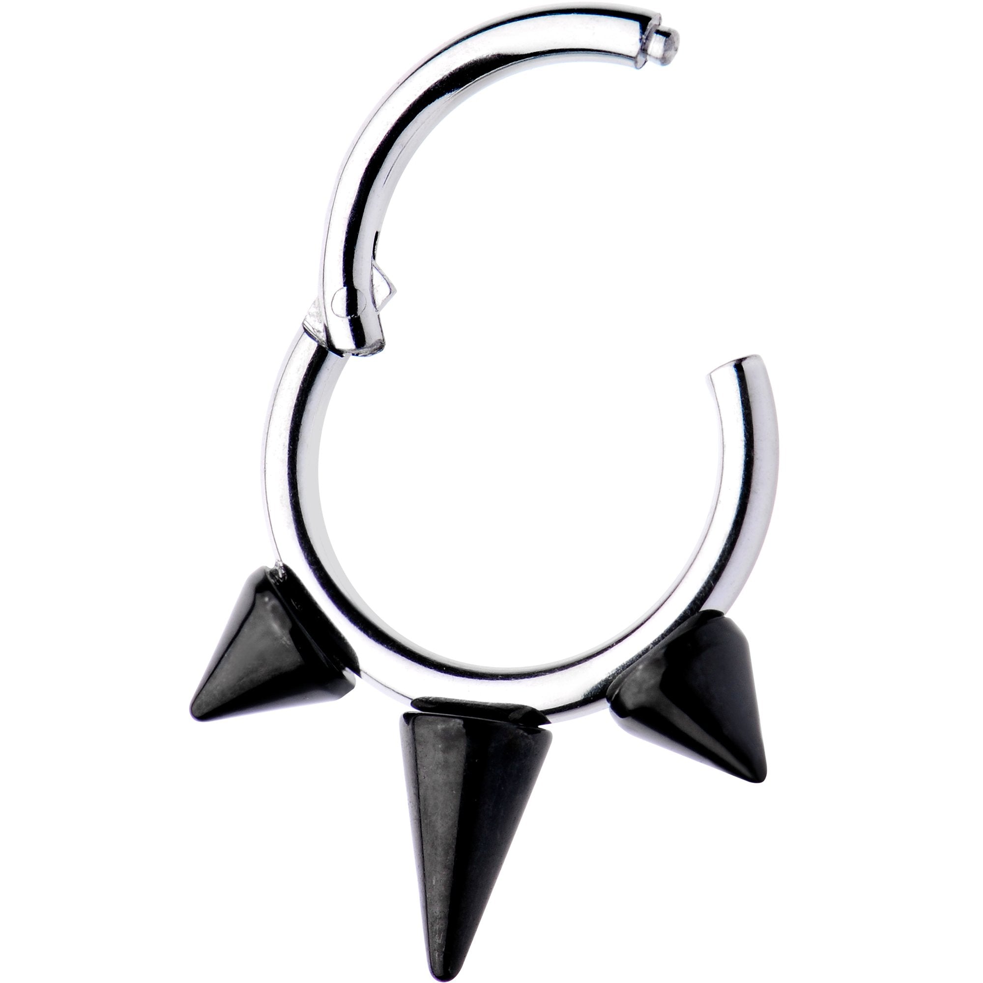 16 Gauge 5/16 Black Spike Punk Hinged Segment Ring