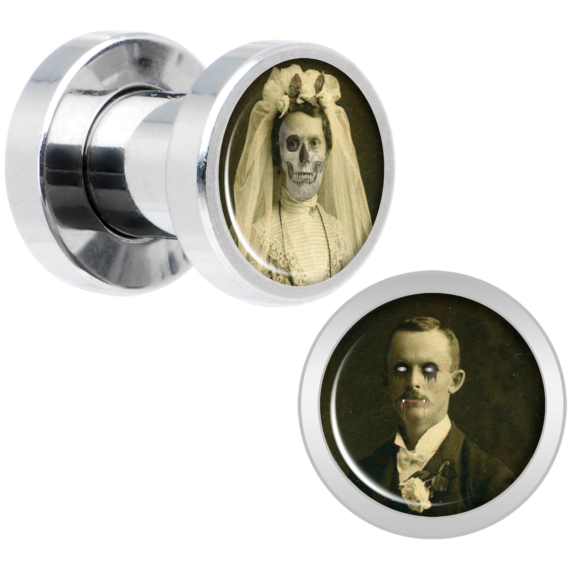 Undead Bride and Groom Halloween Plug Set 4 Gauge