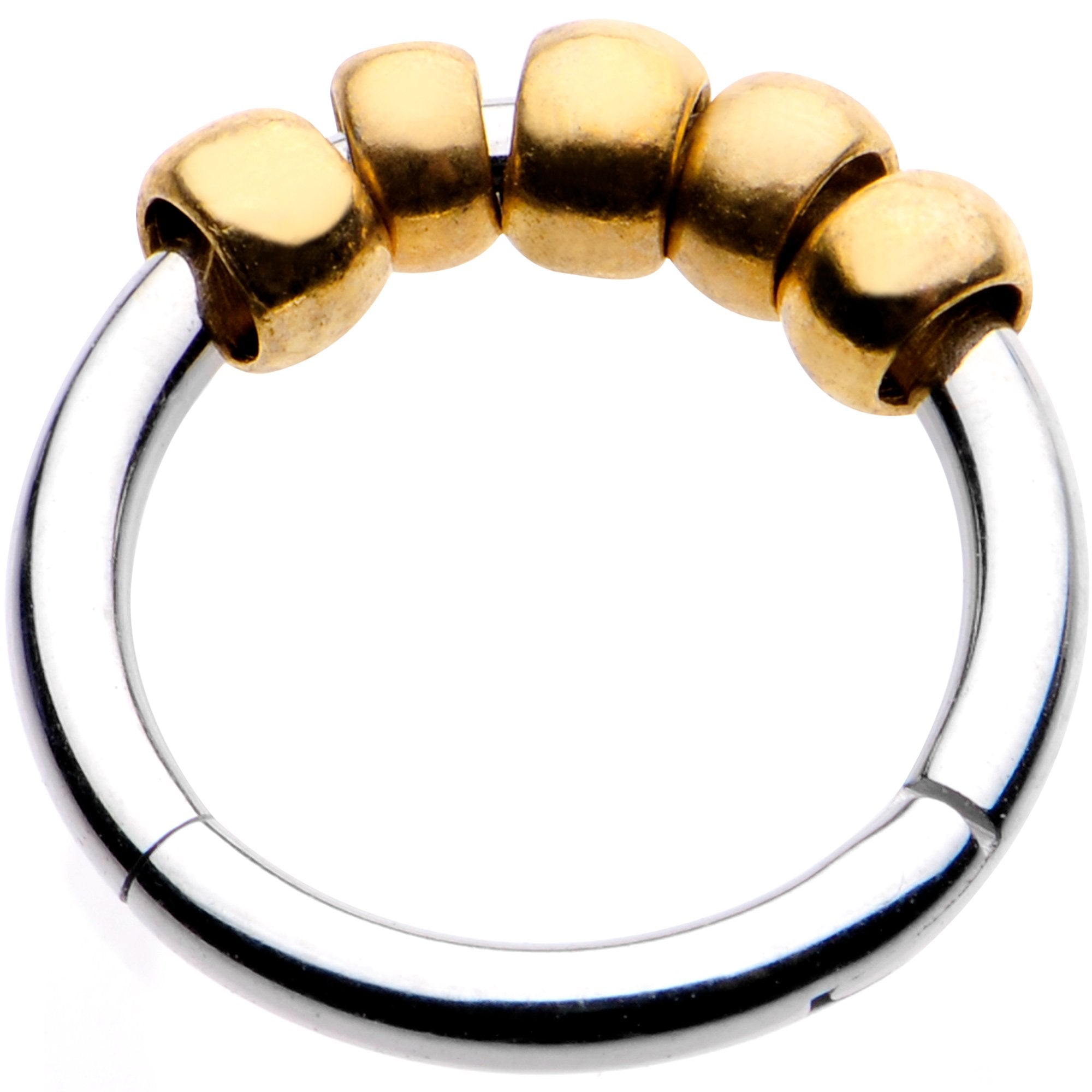 5/16 Gold Tone Classic Bead Hinged Segment Ring Circular Barbell