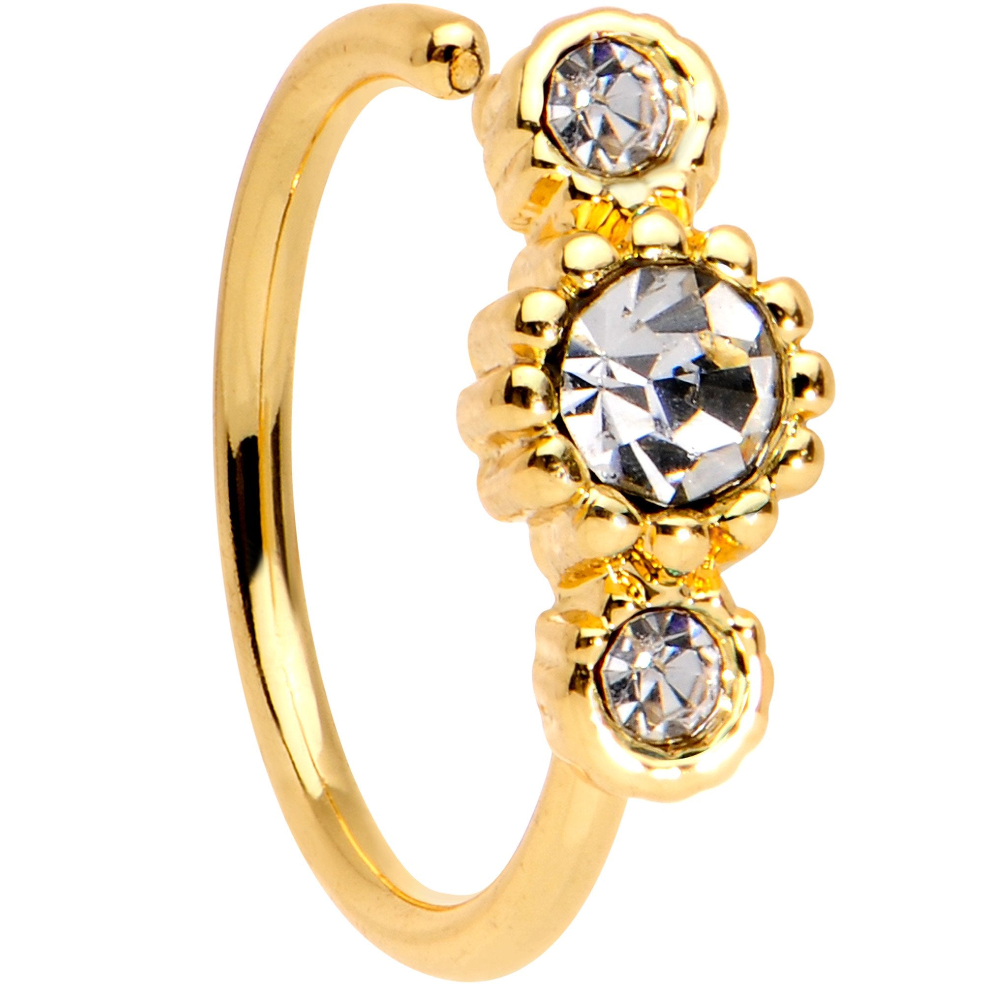 20 Gauge Clear CZ Gold Tone Fashion Fusion Seamless Circular Ring