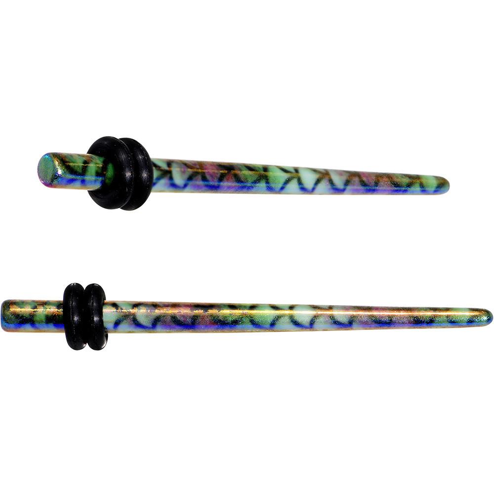 Rainbow Acrylic Mermaid Scale Straight Taper Set 14 Gauge to 12mm